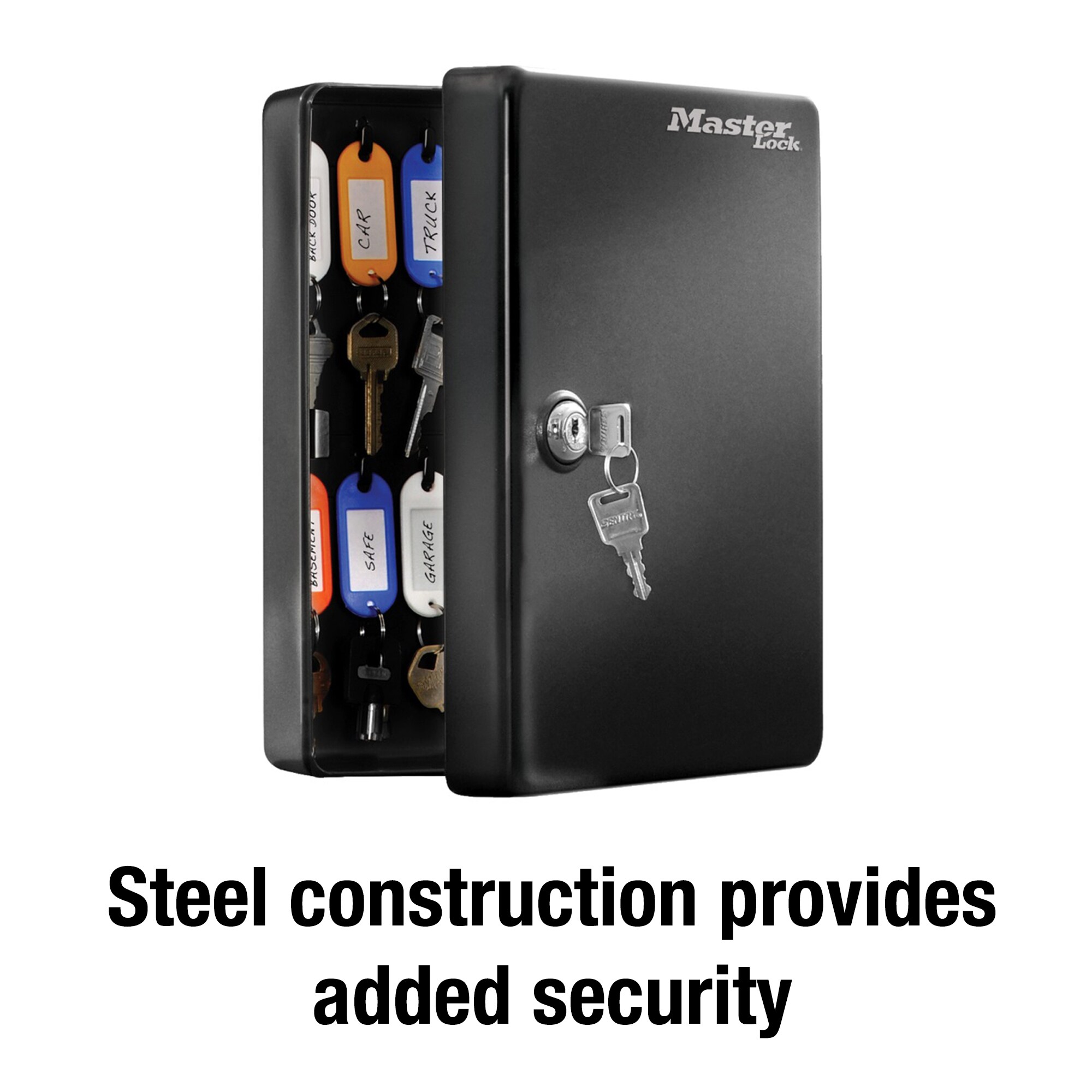 Metal Safe 48 Hook Key Box w/ Tags Wall Mount Storage Case Home Car Lock BLACK 
