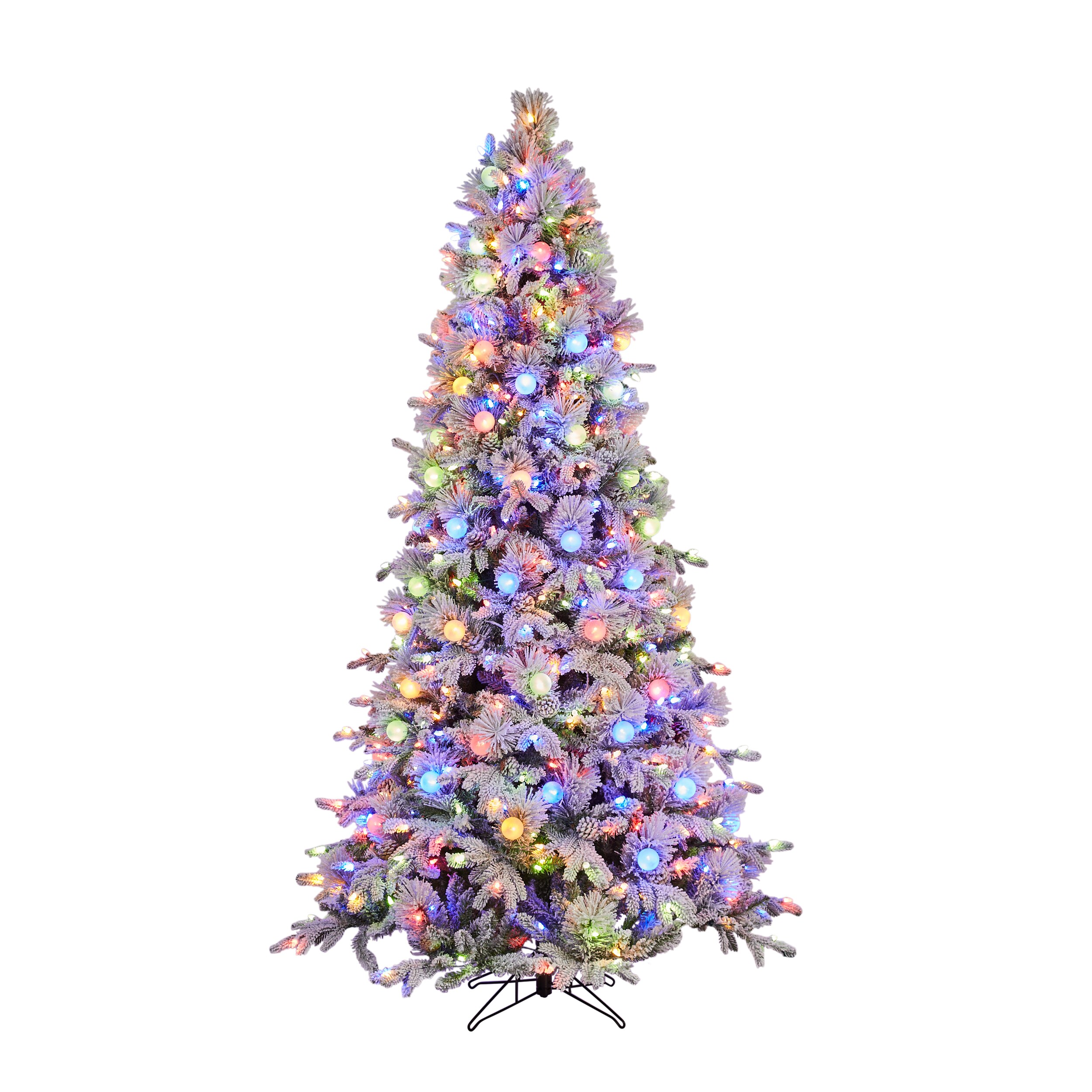 GE 7.5-ft Candlewood Pine Pre-lit Traditional Flocked Artificial Christmas  Tree with LED Lights in the Artificial Christmas Trees department at  Lowes.com