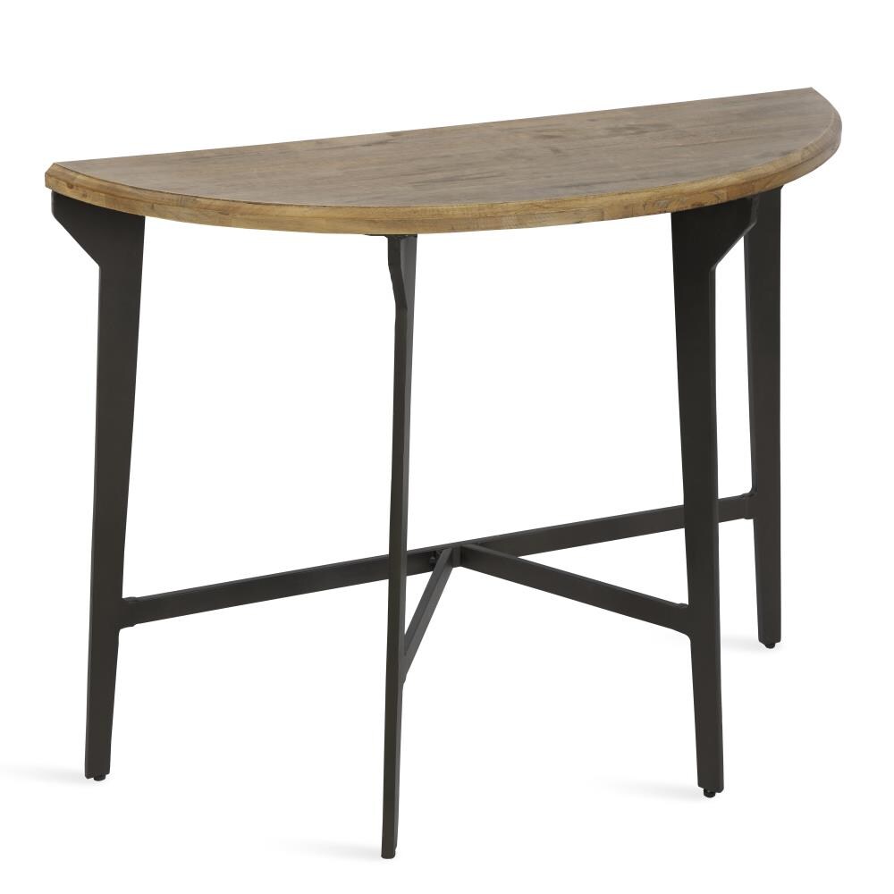 Brown Kate and Laurel Travere Wood Console with Black Metal Support Bar 