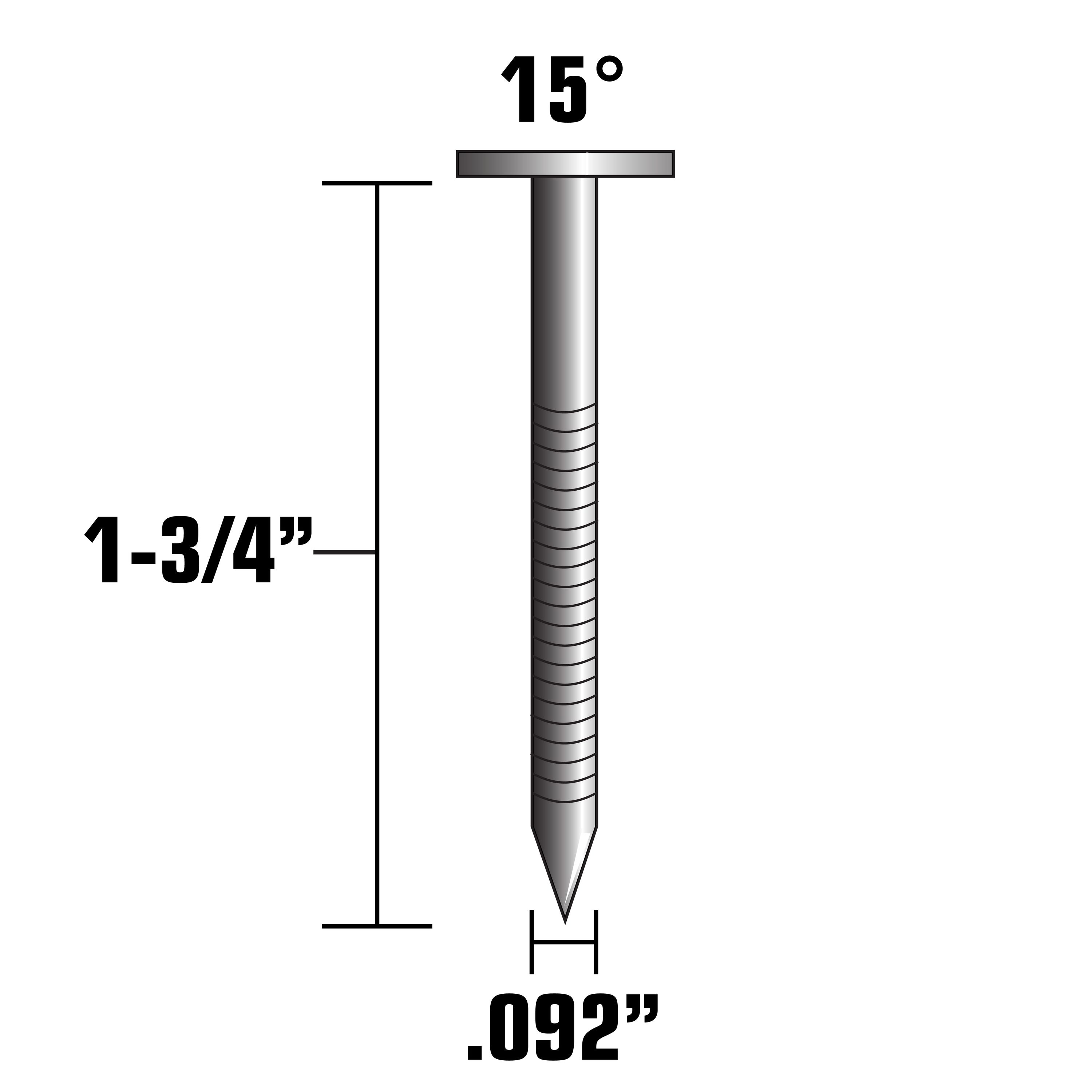 Made in USA Coil Nails 1 3/4" x 083" Screw Shank 15 Degree for Bostitch 3,200 