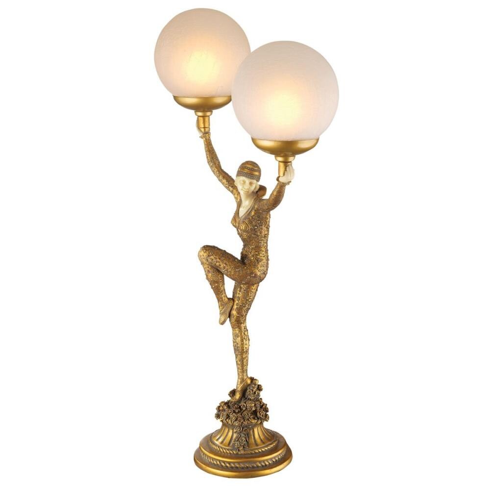 gold table lamp with glass shade