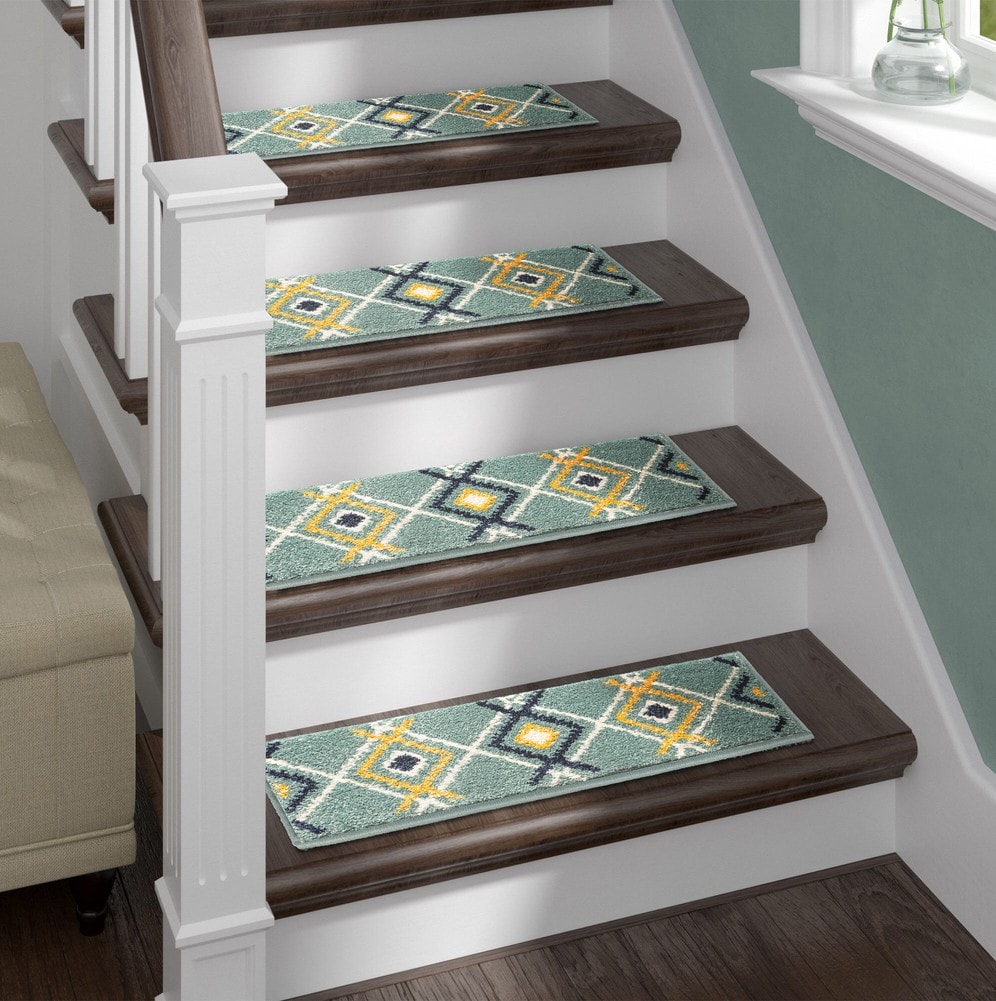 Details about   Greek Key Design Carpet Stair Treads/Mat Slip Resistant 8.5''x26.5'' 
