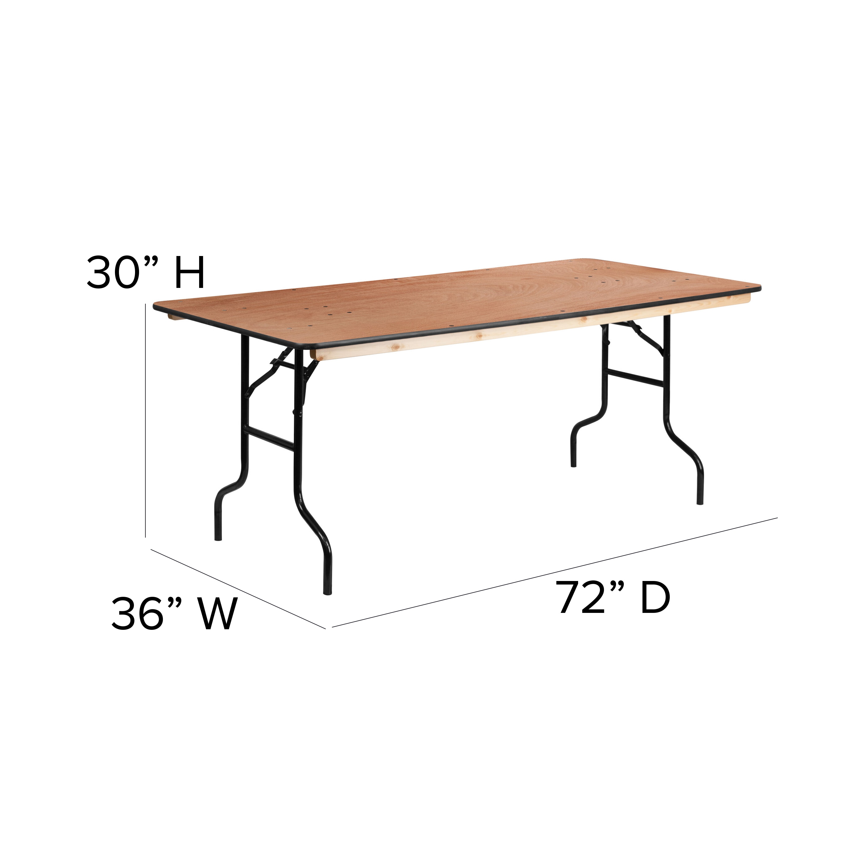 Flash Furniture 36 X 72 Rectangular Wood Folding Banquet Table With Clear Coated for sale online 