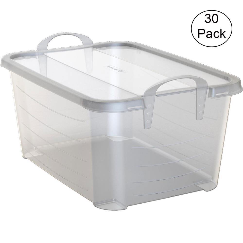12 Pack Life Story Blue 55 Quart Stackable Closet Storage Box Containers Totes 