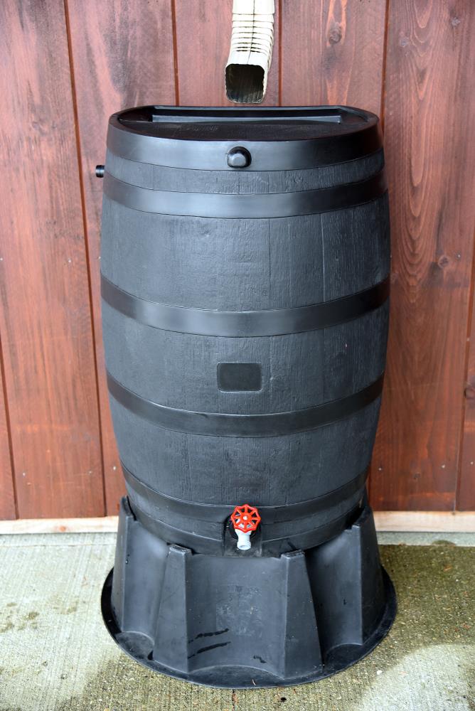 RTS Home Accents Flat Back 50 gallon Eco Rain Barrel - Black