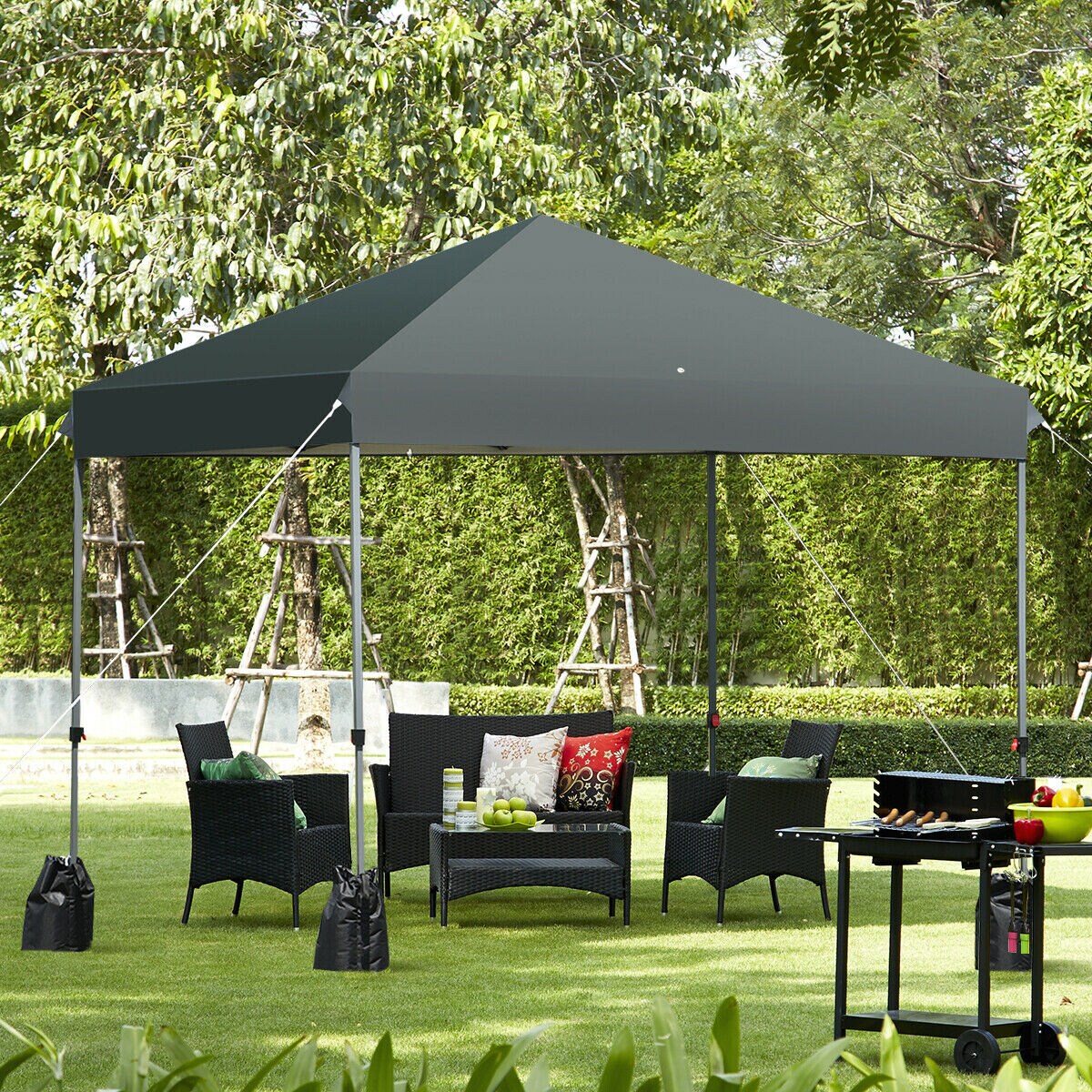 Swing tarpaulin garden bench chair outdoor leisure area tarpaulin black 