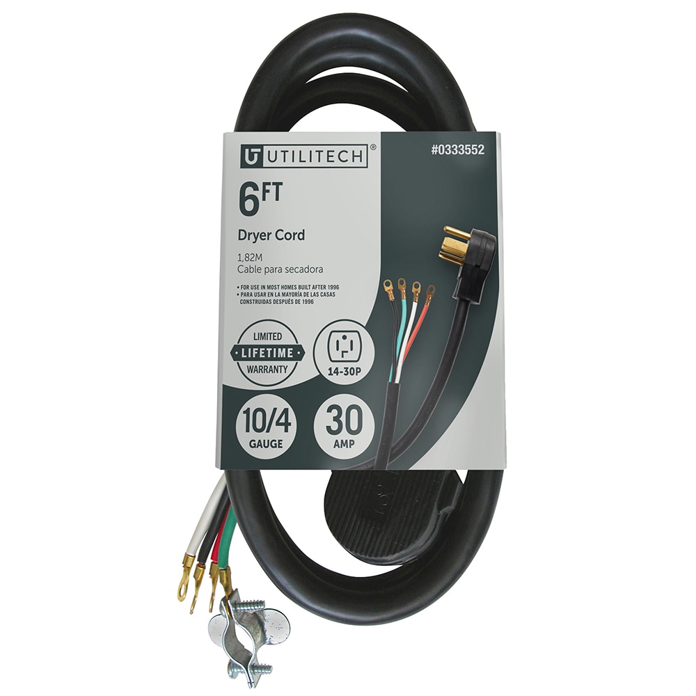 Utilitech 6-ft 4-Prong Black Dryer Appliance Power Cord in the Appliance Power  Cords department at Lowes.com
