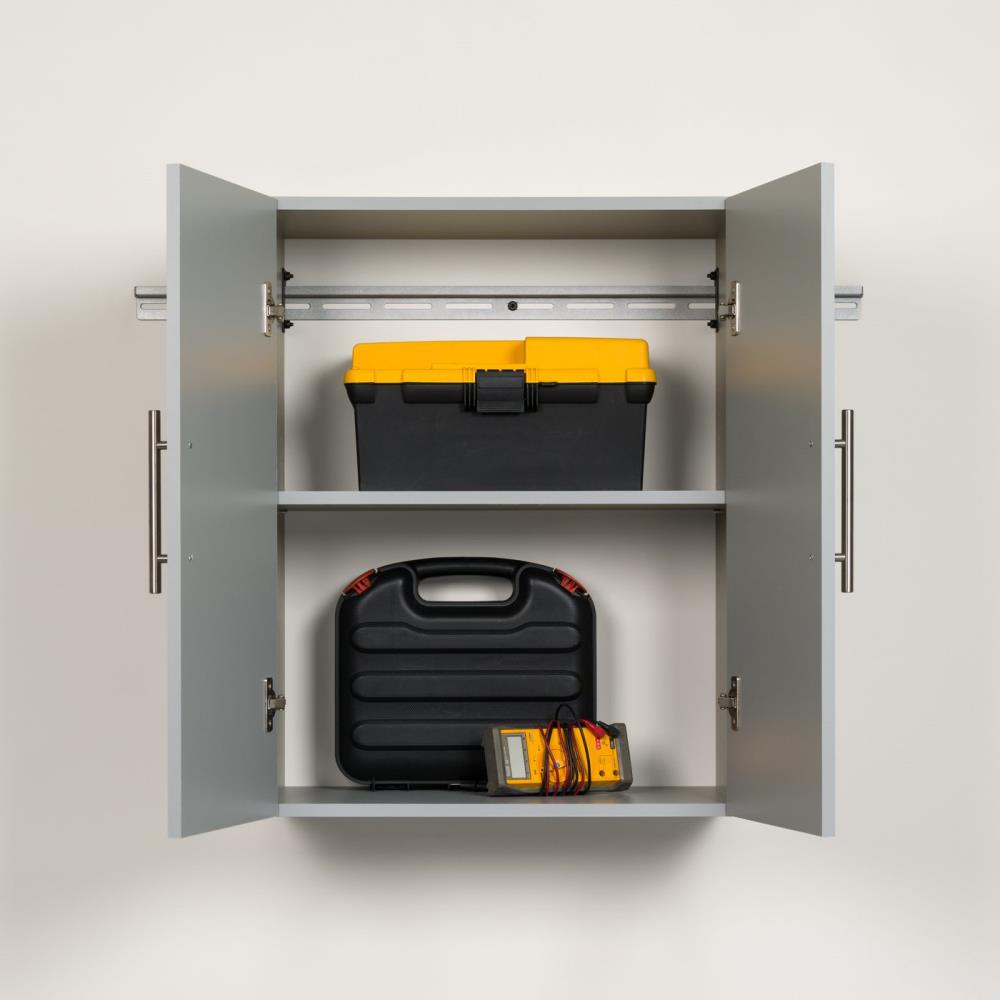 Prepac HangUps 24" Upper Storage Cabinet in Light Grey Laminate 