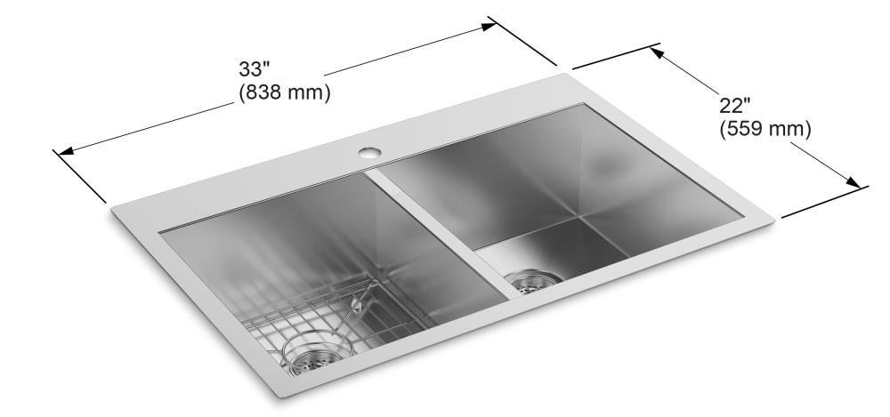 Kohler Vault Undermount 33 In X 22 In Stainless Steel Double Equal Bowl