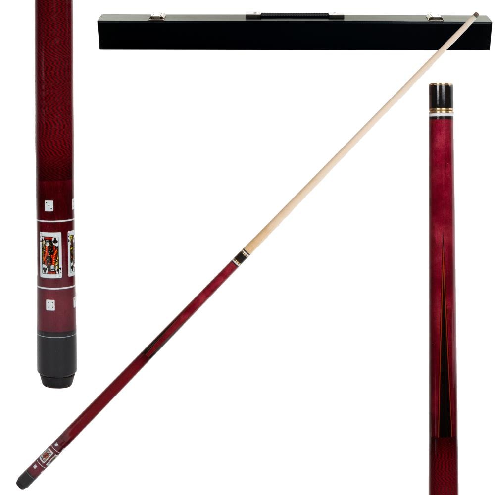 Red Royal Flush 2 Piece Pool Stick with Case Billiard Cue has Replaceable Tip 