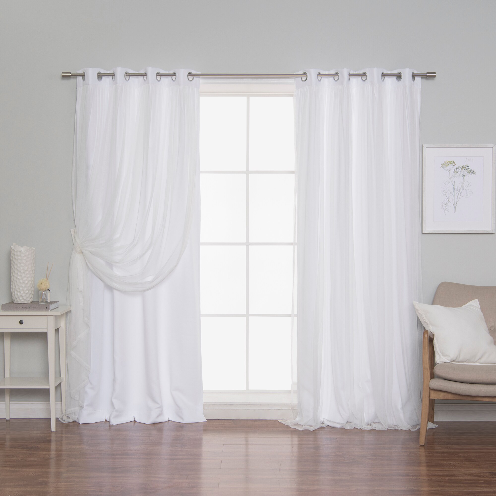 Big Flower Tulle Blackout Curtains Window Screening Drape Home Room Decoration 