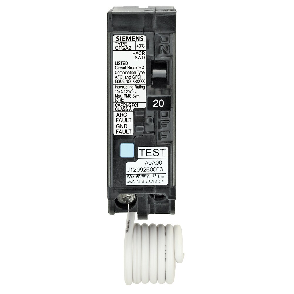 Siemens QF 20-Amp 1-Pole Dual Function AFCI/GFCI Circuit Breaker In The ...