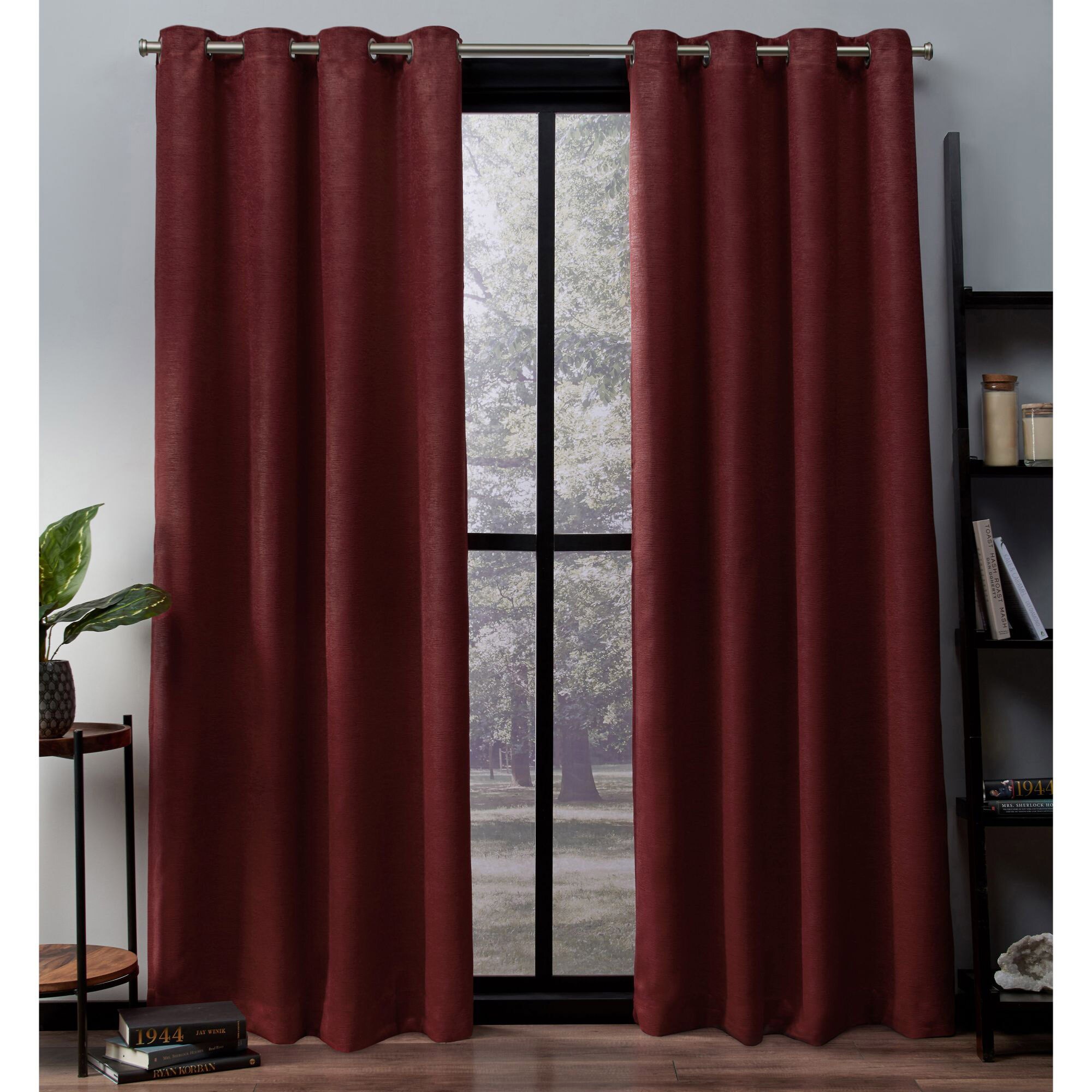 Burgundy 96" H Velvet Curtain Panel w/Grommet Top Eyelets Window Treatment Drape 