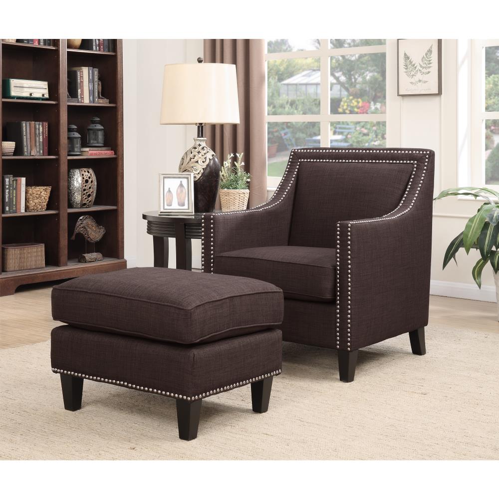 chocolate brown chair and ottoman