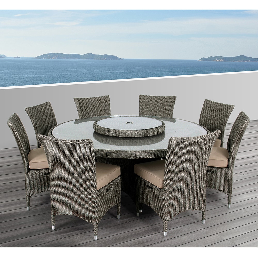 OVE Decors Habra 9-Piece Brown Patio Dining Set with Brown Olefin Cushions in the Dining Sets department at Lowes.com