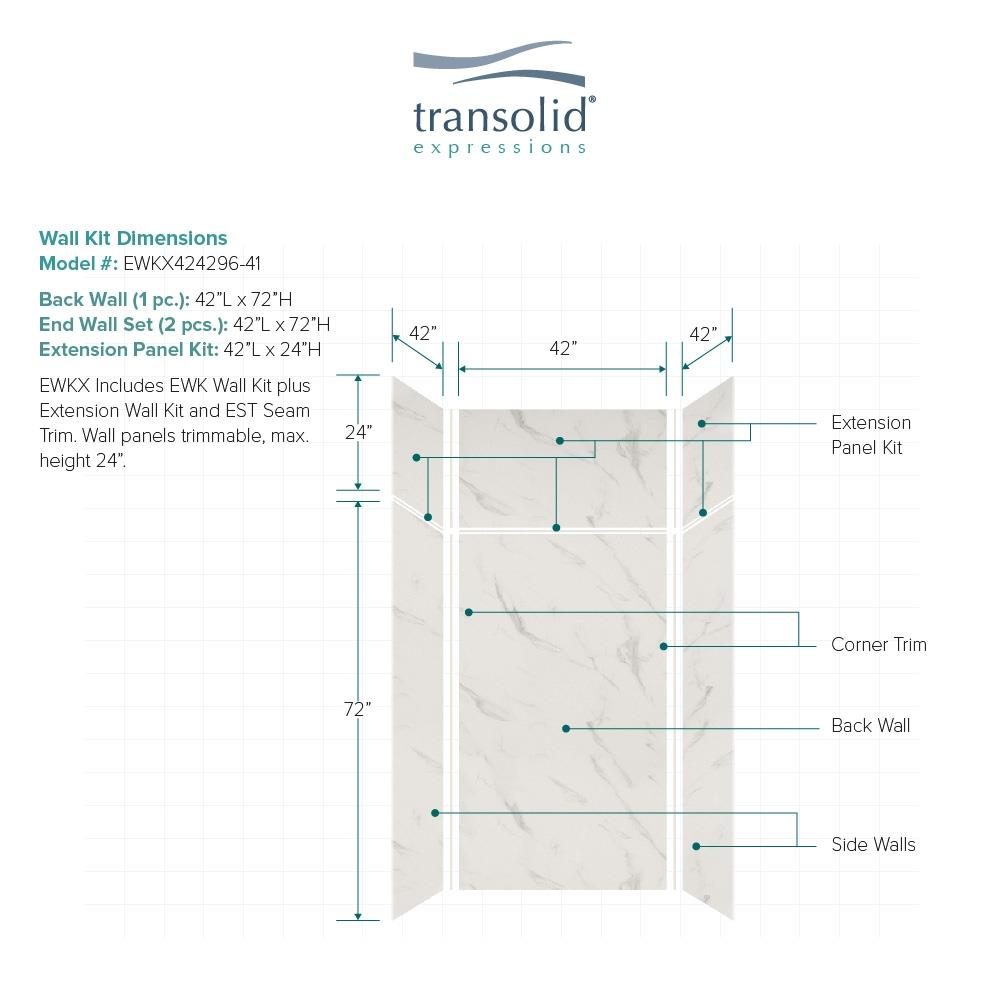 Transolid Expressions Bianca Panel Kit Shower Wall Surround (42-in X 42 