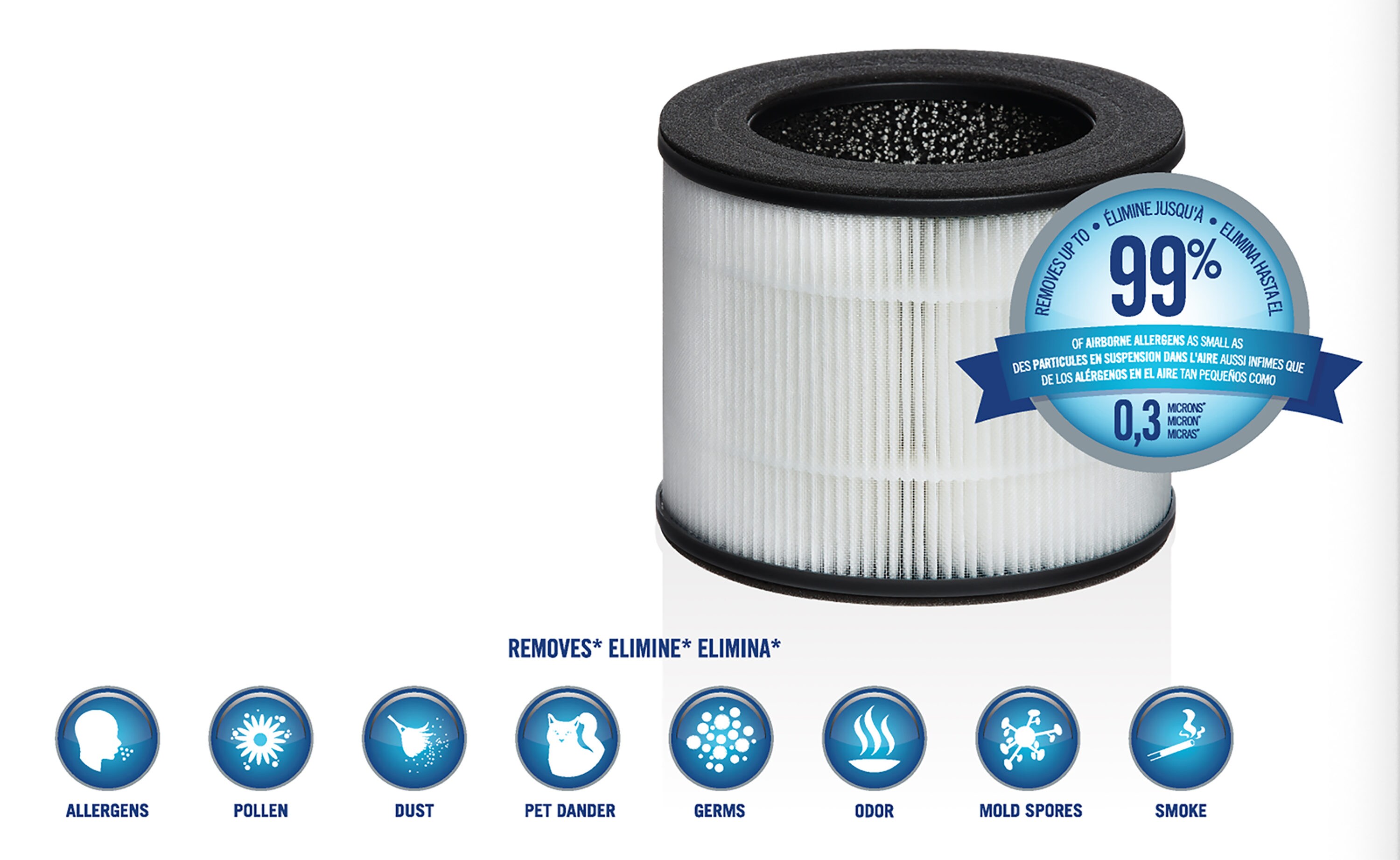 HOMEDICS 2-Speed (Covers: 90-sq ft) Ionic White HEPA Air Purifier ENERGY STAR