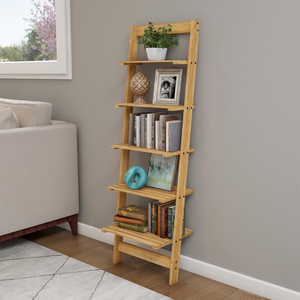 5-Tier Metal Wood Bookshelf Organizer Books Plants Holder Storage Shelving Rack