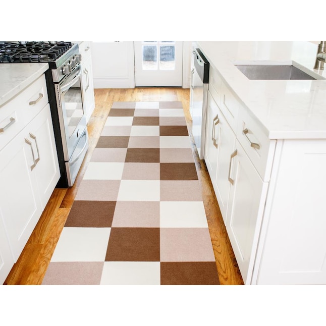 4 Pc Set Ivory TRILUC Non Slip Backing & Washable Floor Tile 12 x 12 Place and Stick Carpet Tile Squares