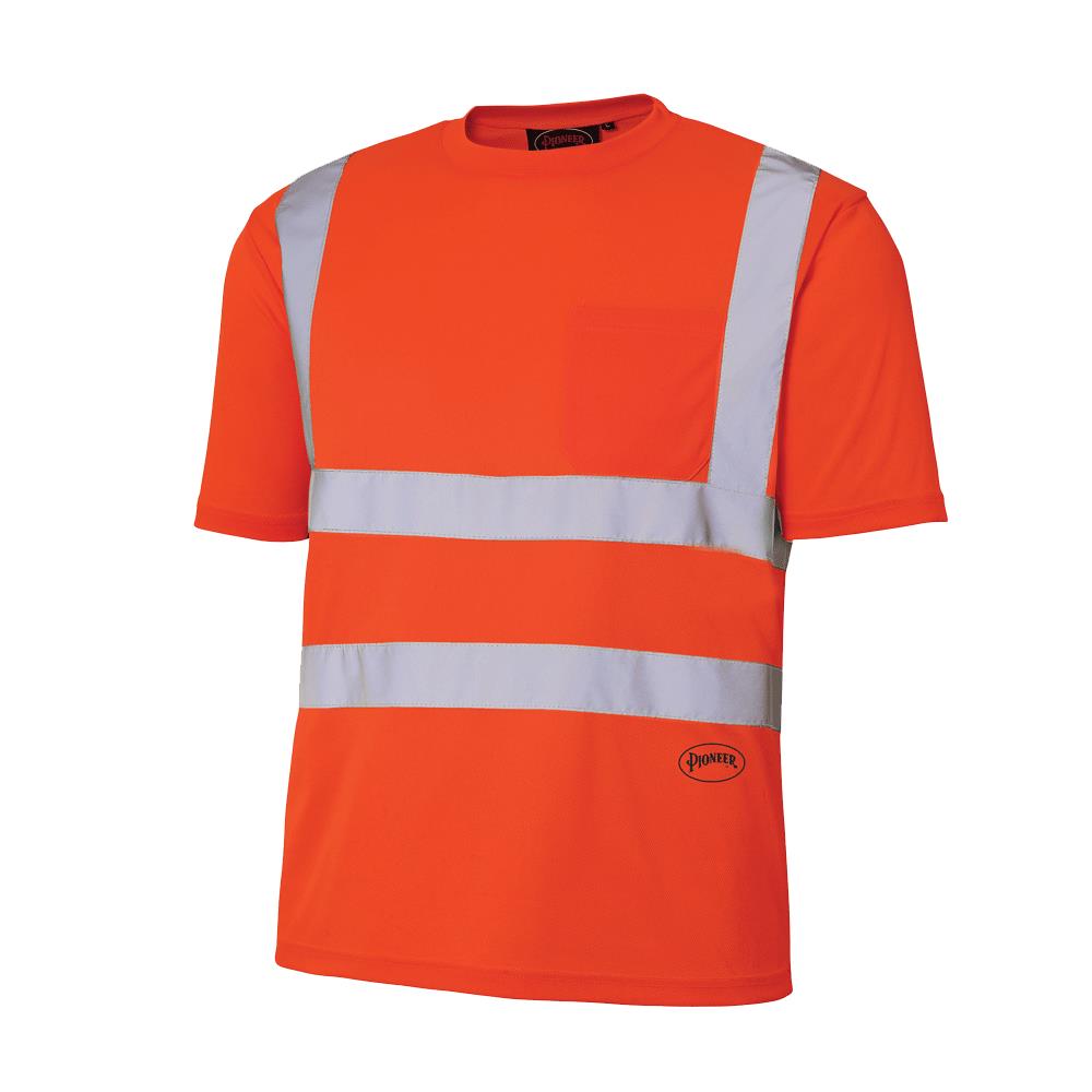 High Visibility T-Shirt Lightweight Day-Vis Short Sleeve Pocket Shirt Crew Neck