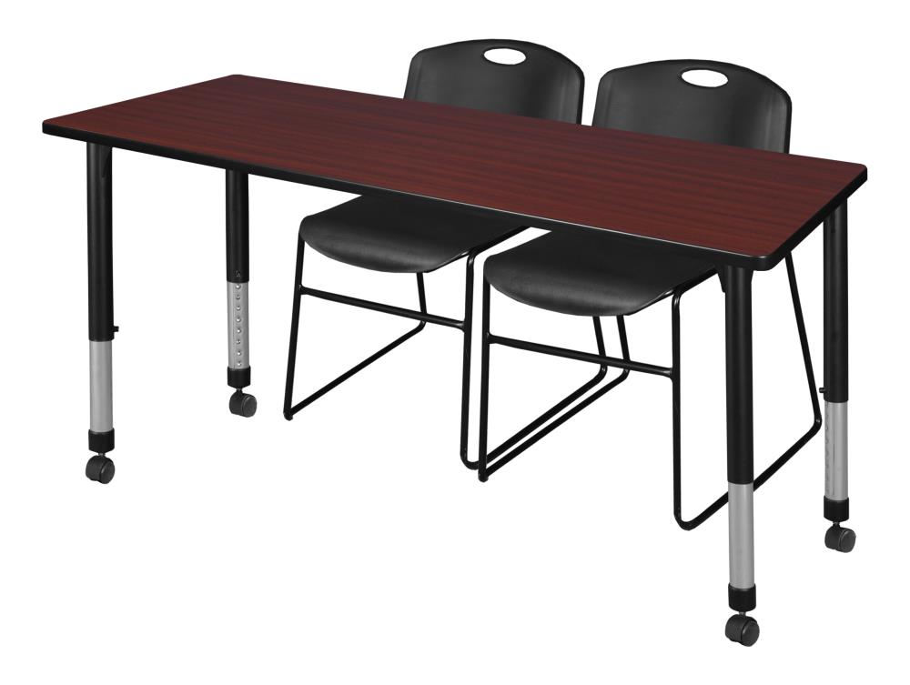 Regency TB30RNDCHAPCBK Kee Height Adjustable Mobile Round Classroom Table 30 Cherry 