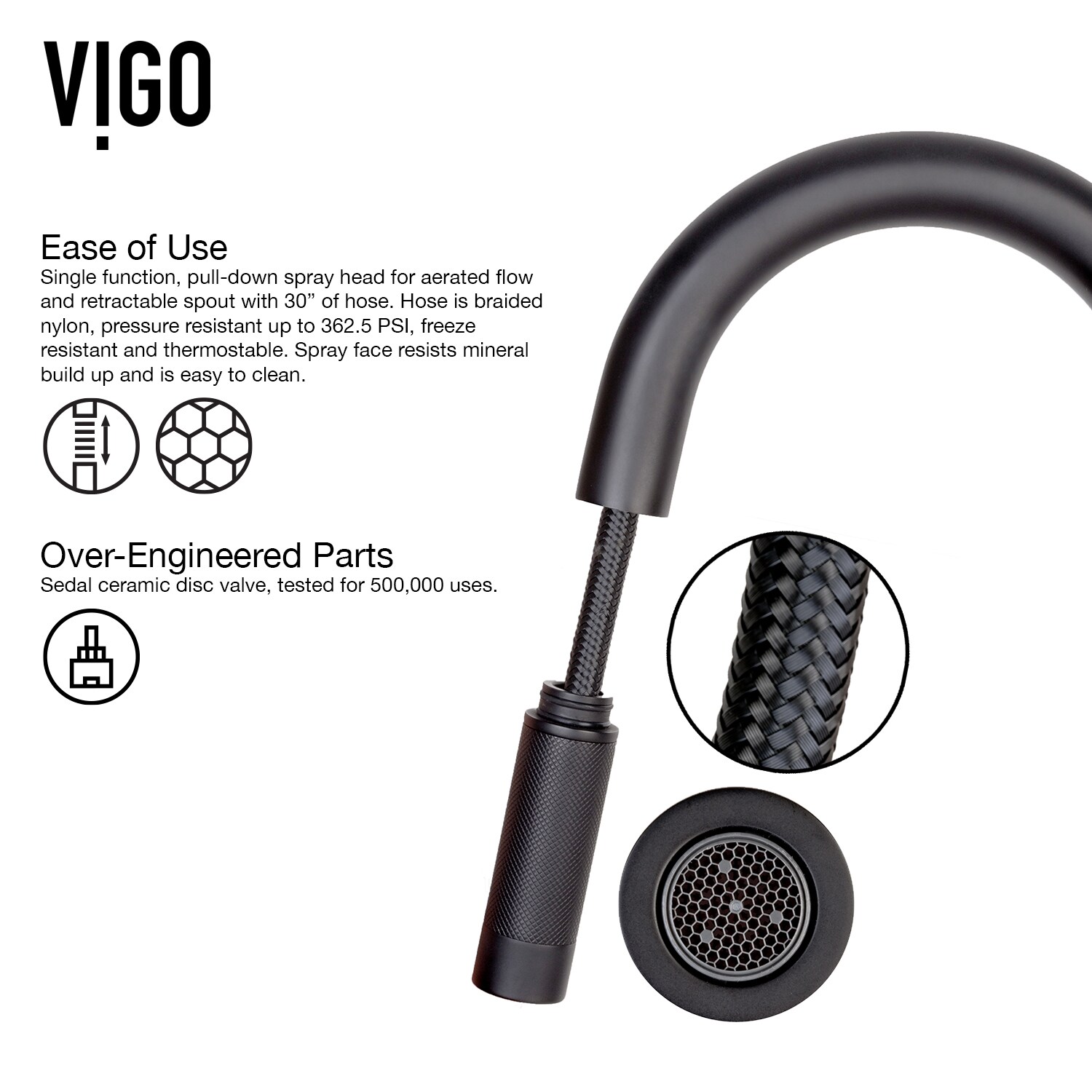 VIGO Gramercy Matte Black Single Handle Pull-down Kitchen Faucet
