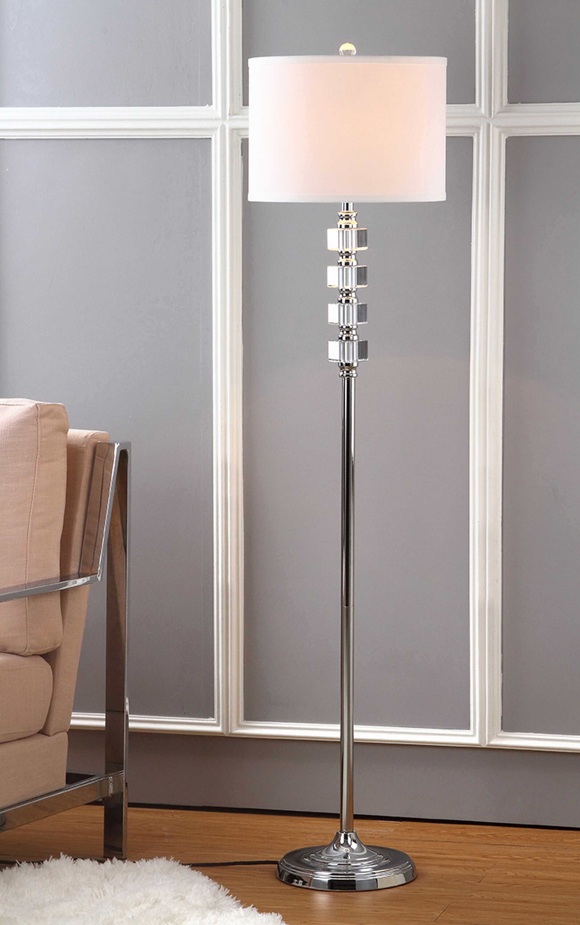 Safavieh FLL4023A Lighting Collection Lucida Chrome and Clear Floor Lamp