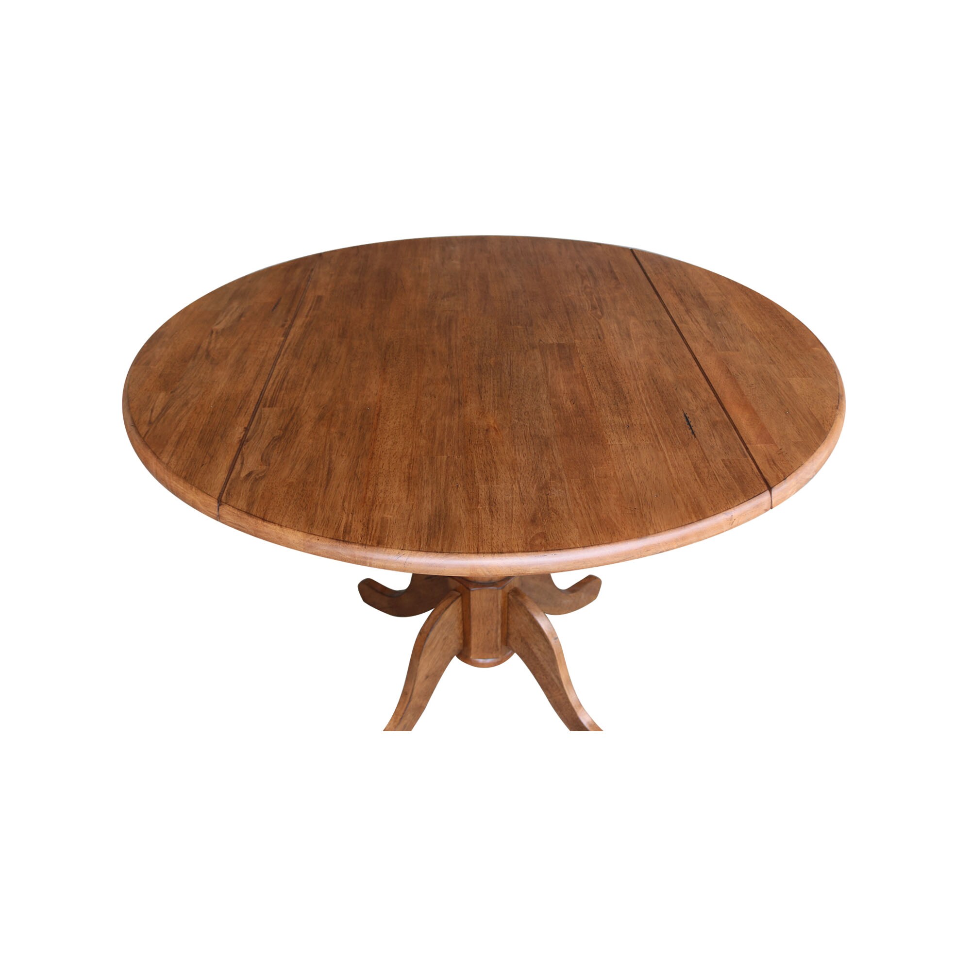 Round 42" Dual Drop Leaf Dining Table in Oak Finish International Concepts 