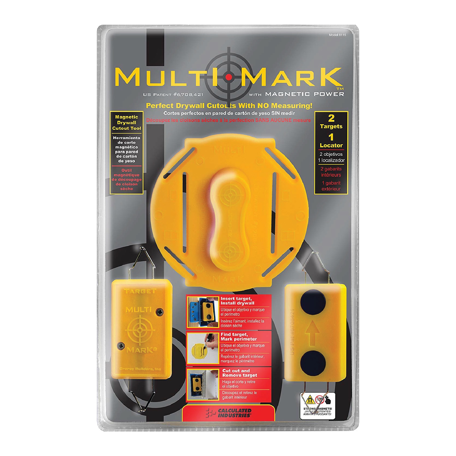Calculated Industries 8120 Plug Mark Drywall Electrical Box Cutout Locator for Existing Electrical Outlets in Rehabilitation and Replacement Work
