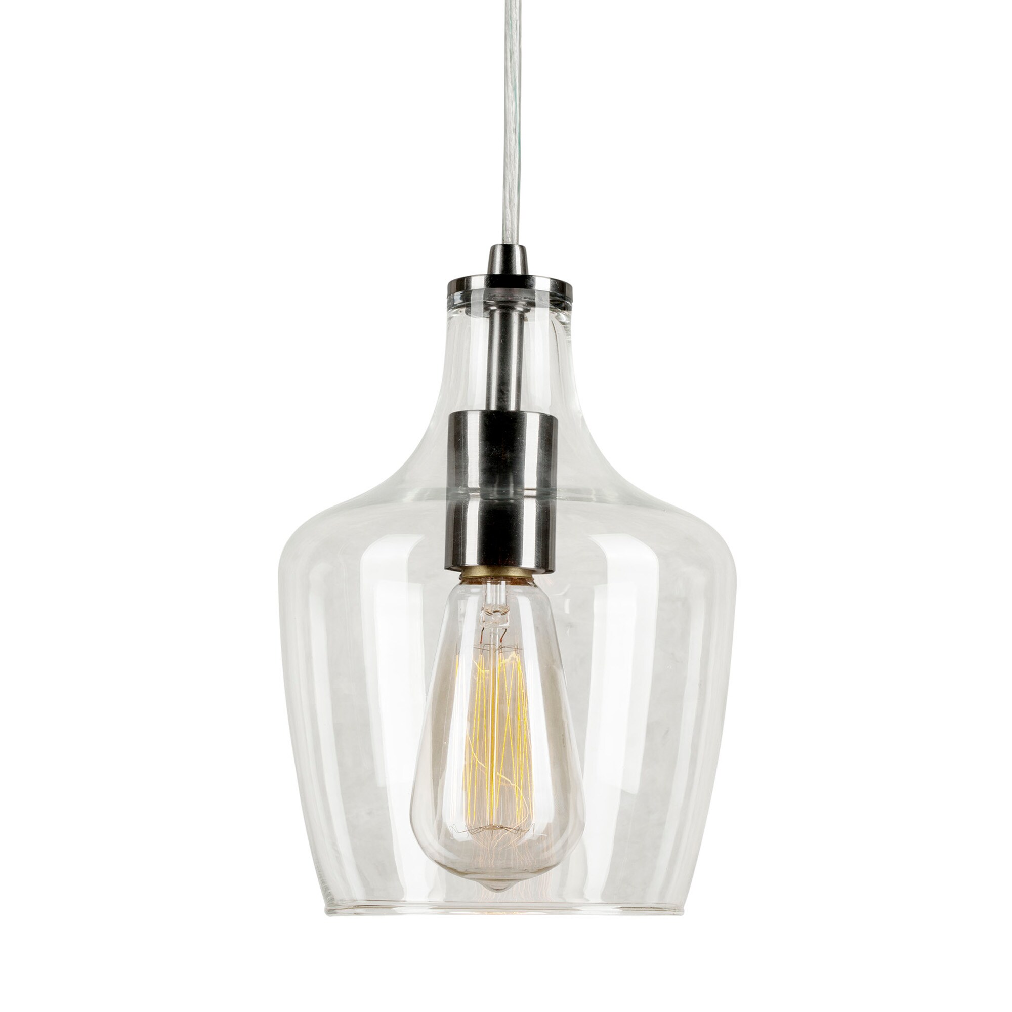 Forte Lighting Milo Brushed Nickel Modern/Contemporary Clear Glass Dome Mini Pendant Light