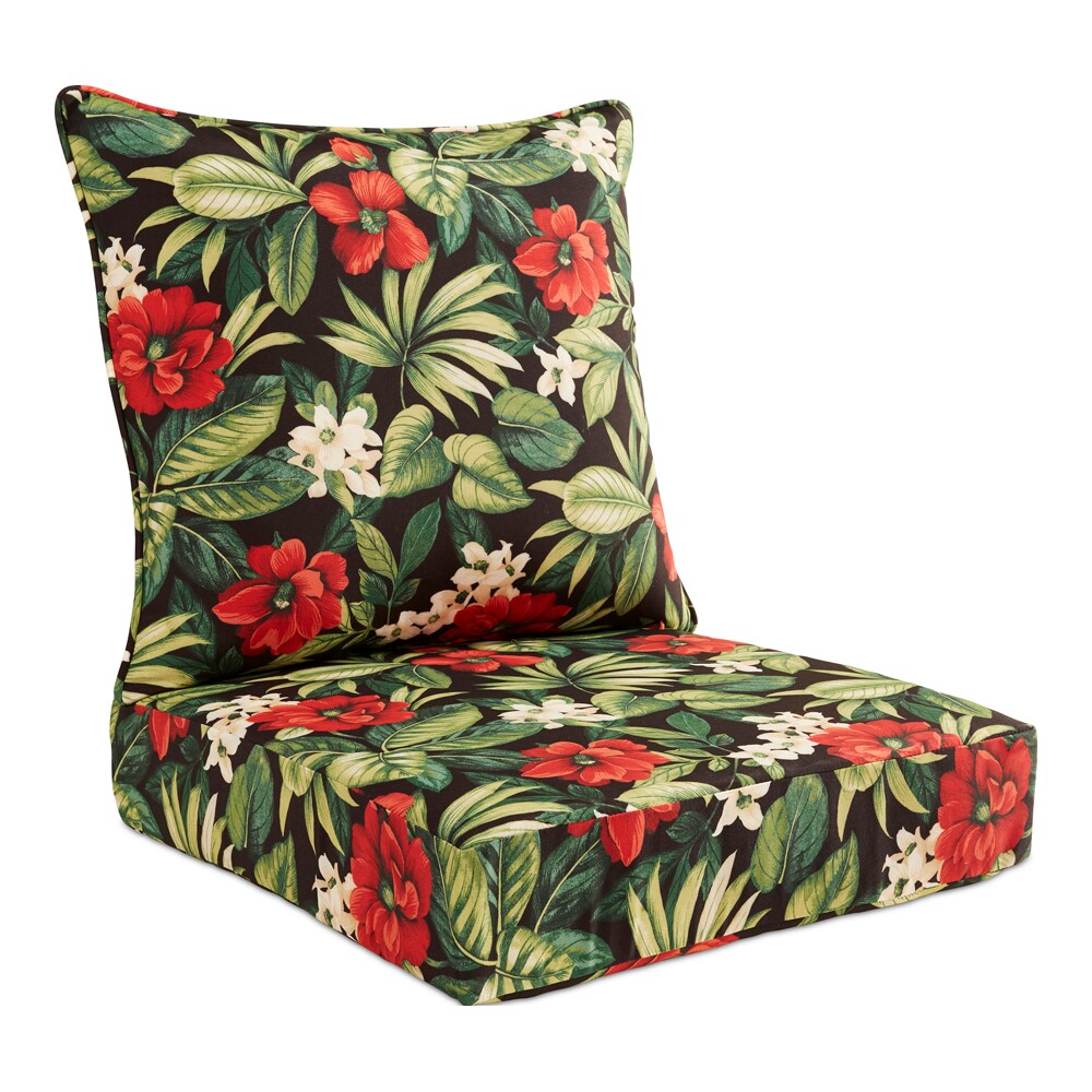 Garden Treasures 2 Piece Sanibel Black Tropical Deep Seat Patio Chair Cushion In The Patio Furniture Cushions Department At Lowes Com