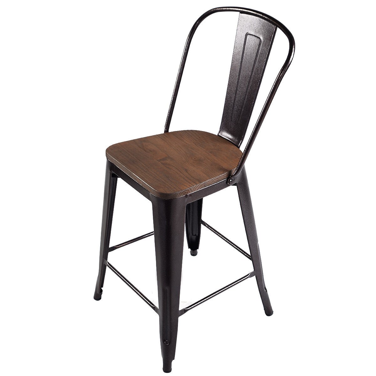 Set of 4 Metal Frame Tolix Style Bar Stool Chair With Back CB4 