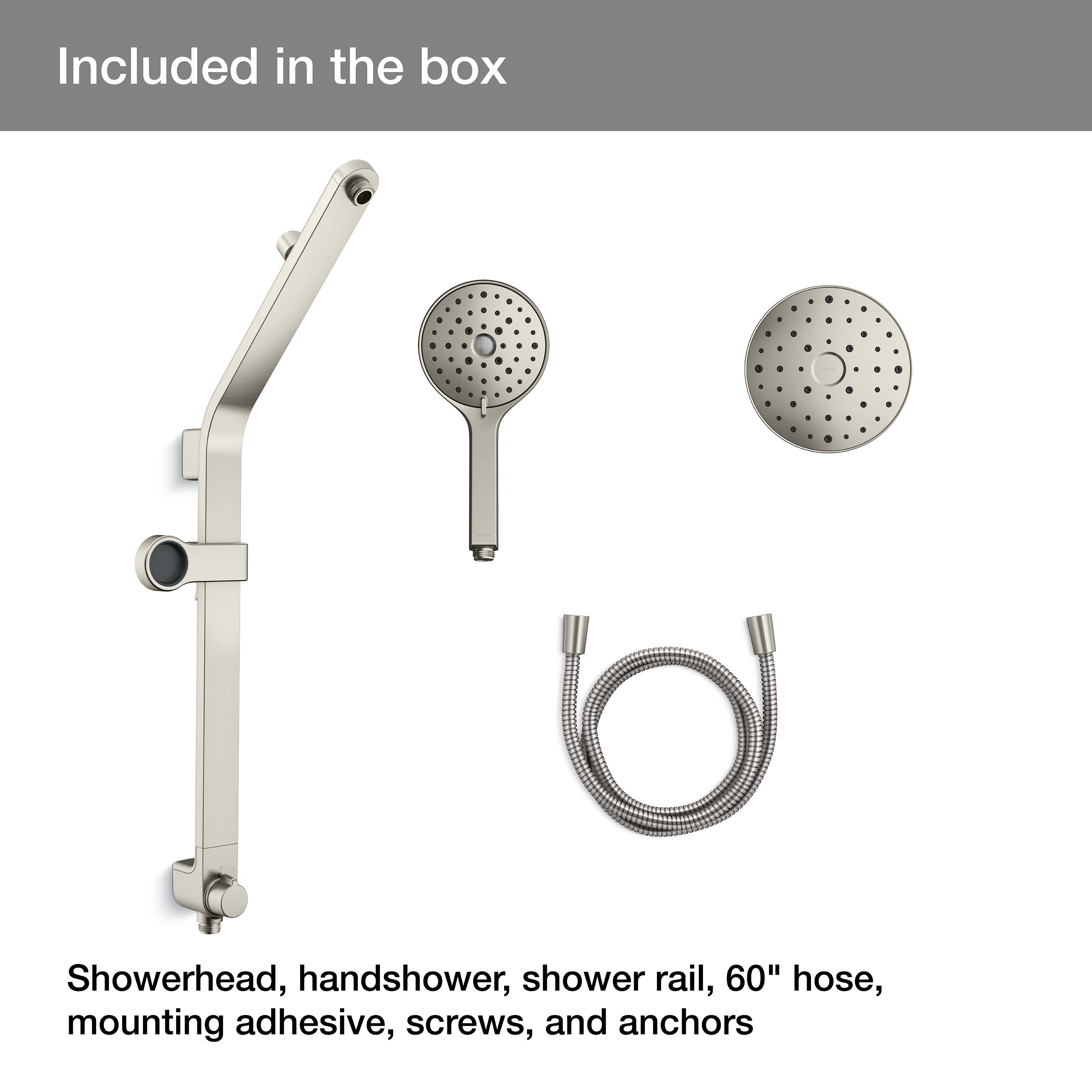 KOHLER Raindet Vibrant Brushed Nickel Shower Bar System in the Shower