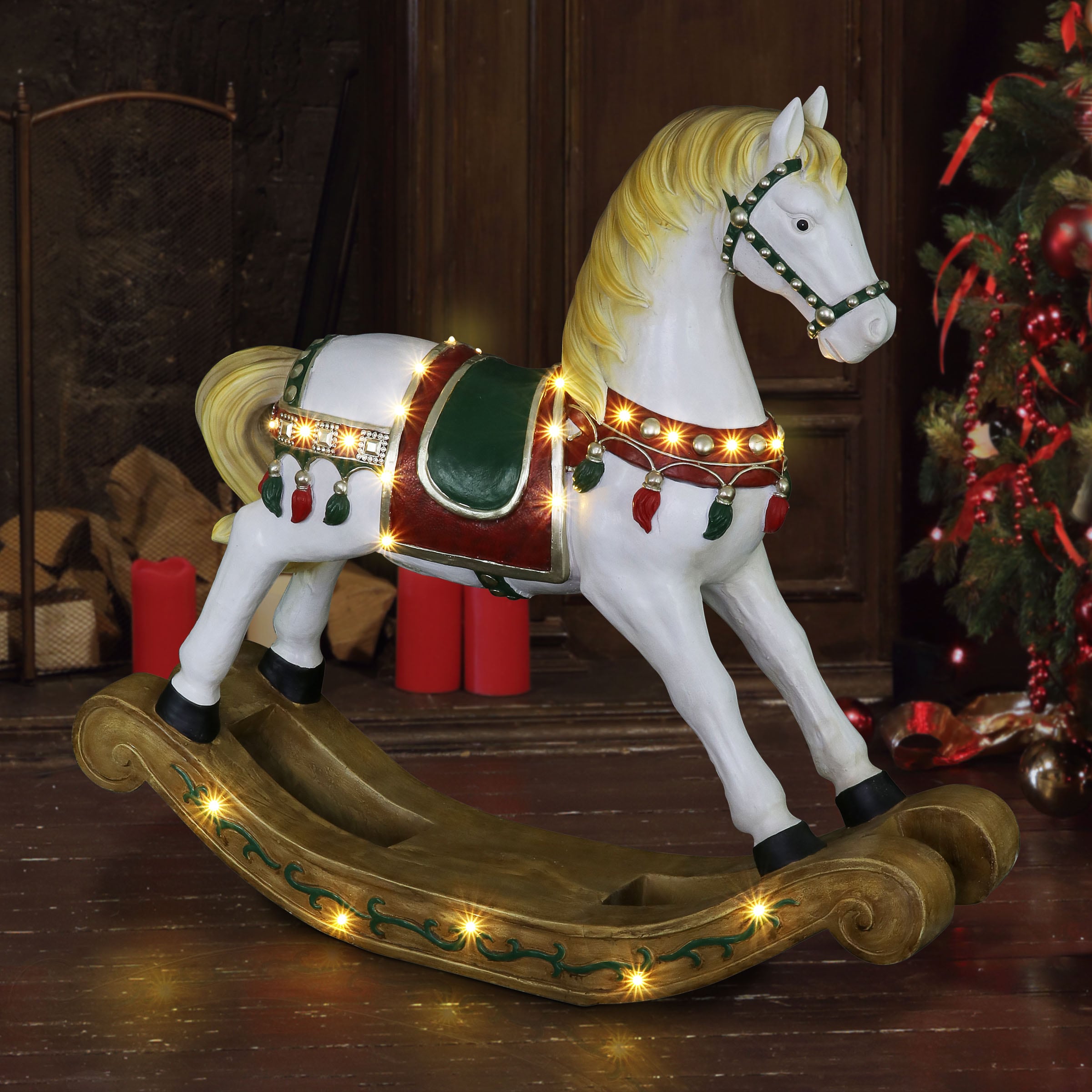 Details about   Christmas Decorations Christmas Wooden Rocking Horses Christmas Gifts Presen Jc 