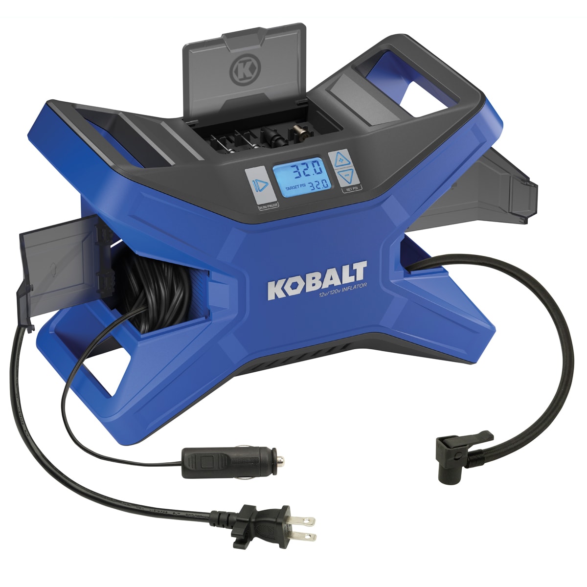 KOBALT Electric Portable Air Compressor 120 PSI 12 Volt & 120 Volt Tire Inflator 
