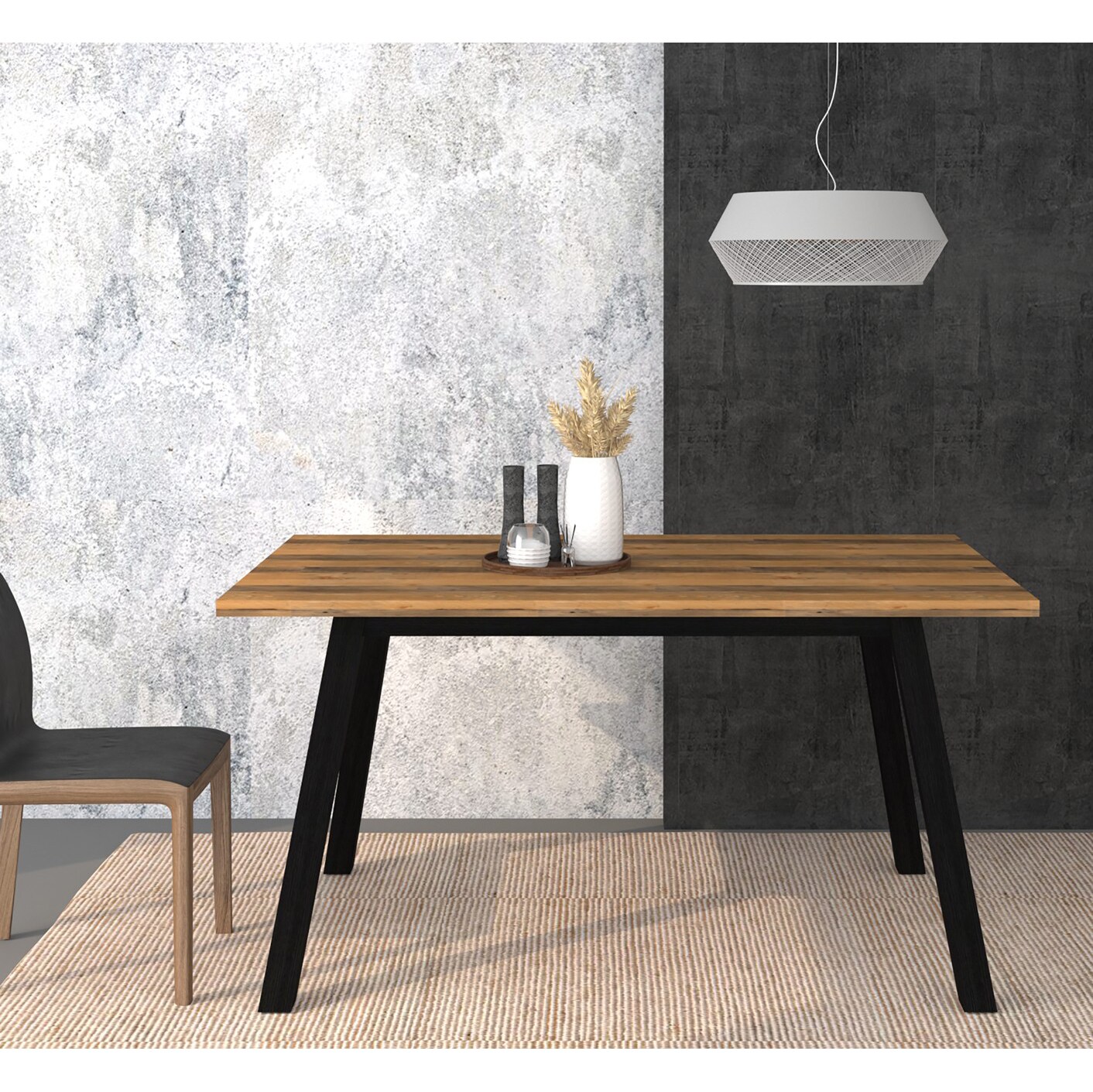Dining Table Dining Table Dining Table U-Shape Frame 140x90 cm Graphite Sand Oak 