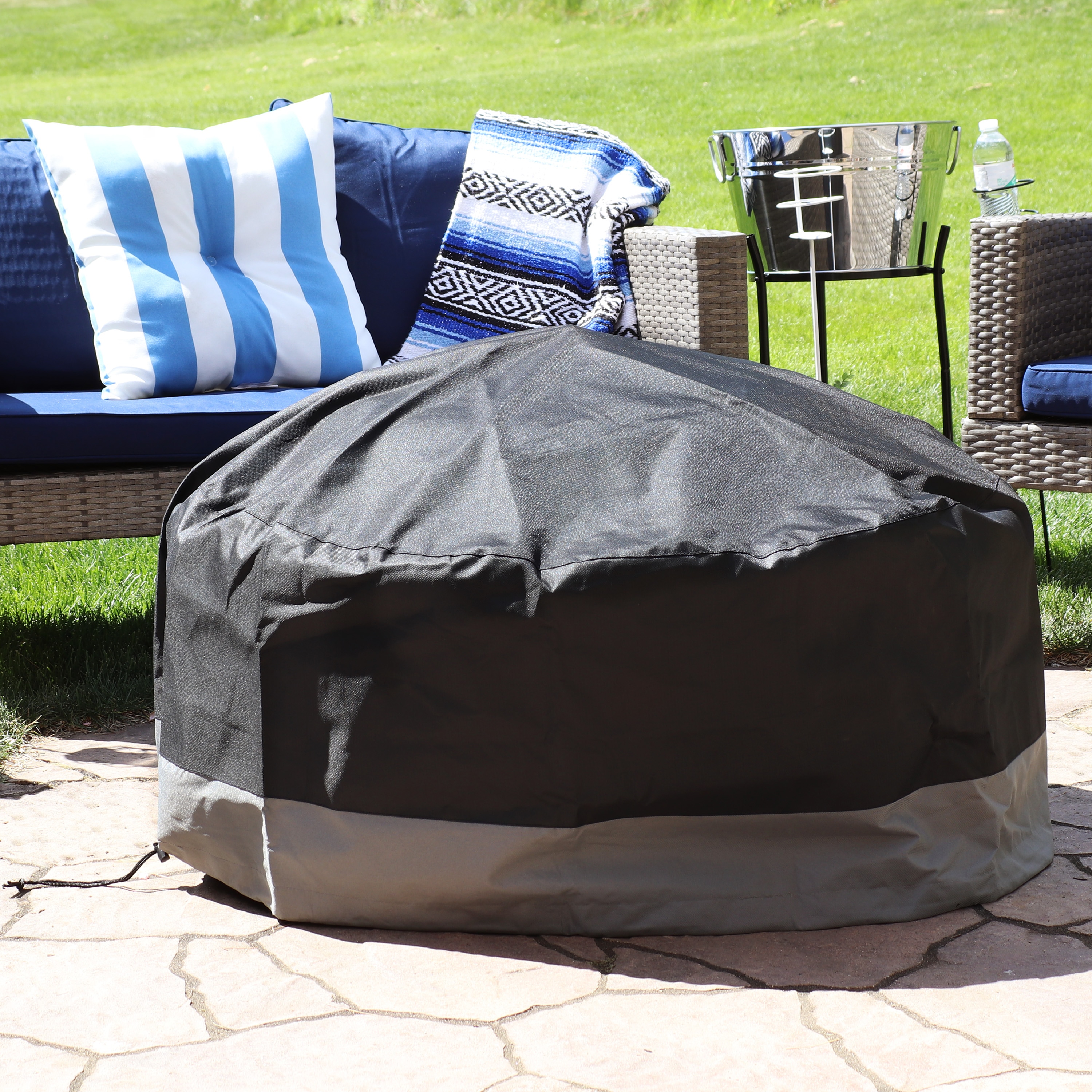Waterproof Heavy Duty Patio Round Fire Pit Cover BBQ Grill UV Protector 30-inch 