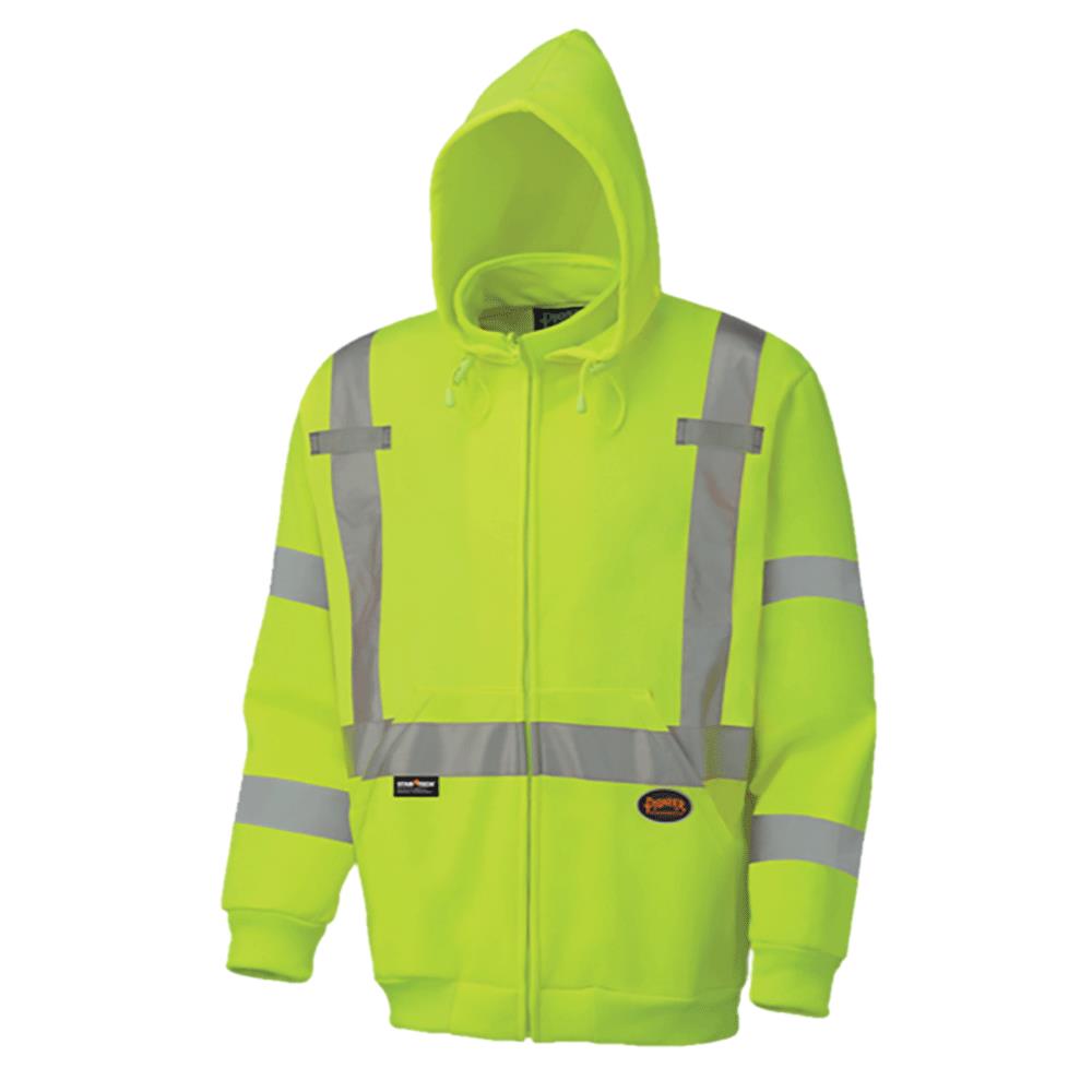 3XL Yellow-Green Pioneer V1060560-3XL High Visibility Safety Hoodie Micro Fleece