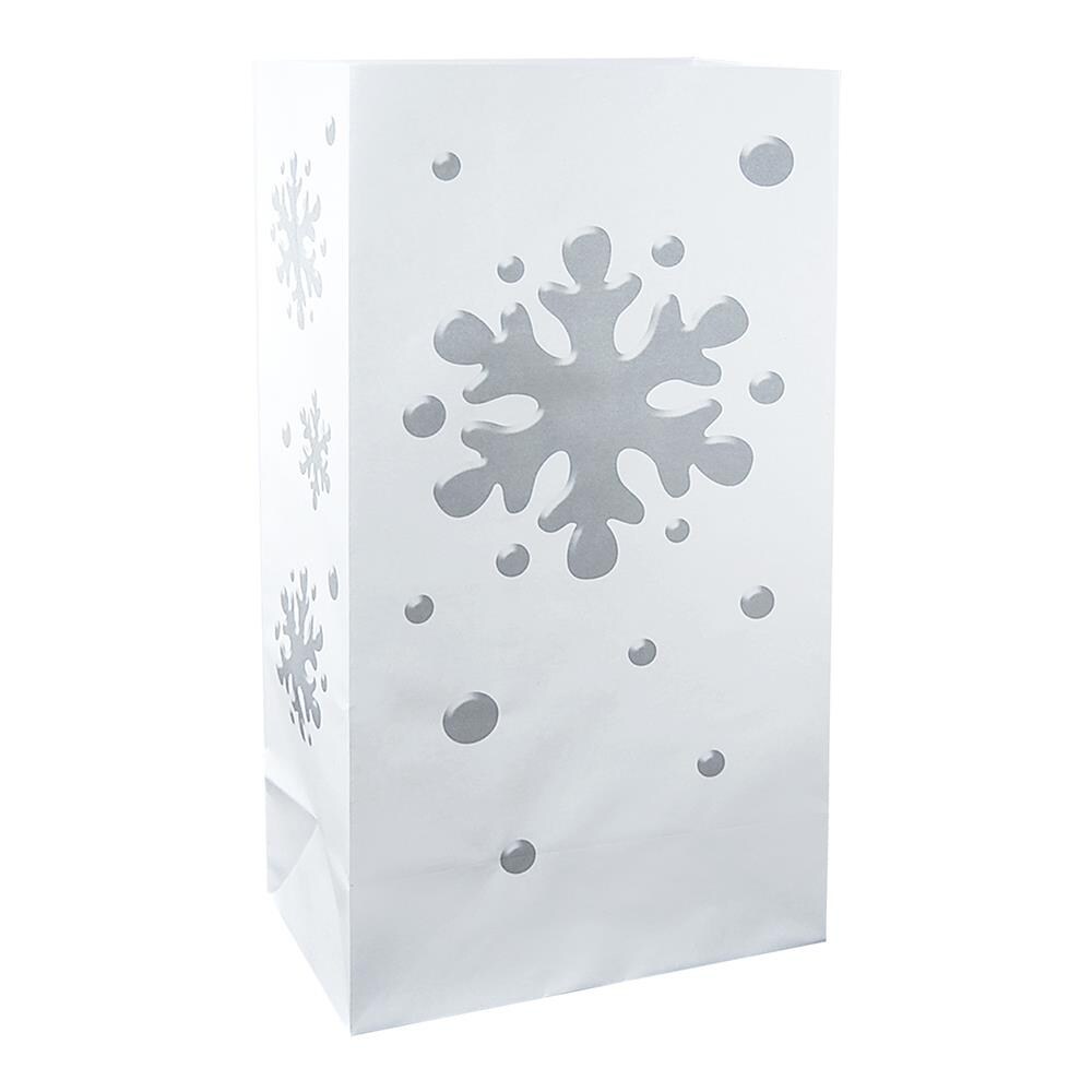 White 30 Luminary Bags Christmas Holiday Decor Luminaria Snowflake Design 