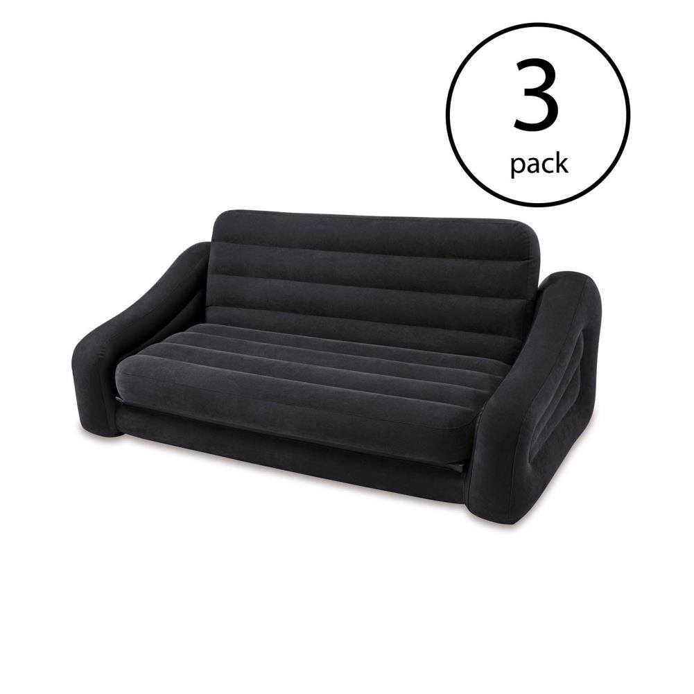 Dark Gray Intex Inflatable Queen Size Pull Out Futon Sofa Couch Sleep Away Bed 