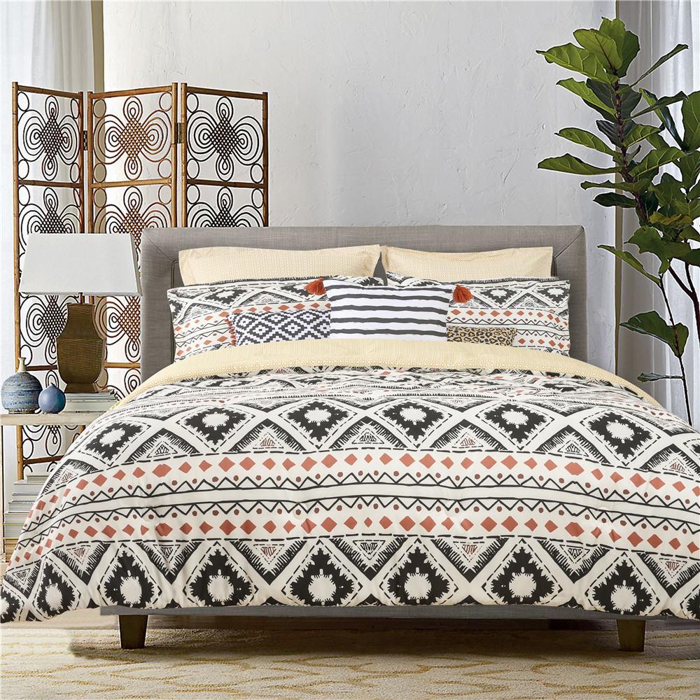 8pc Modern Black Colorblock Comforter Set & Decorative Pillows ALL SIZES 