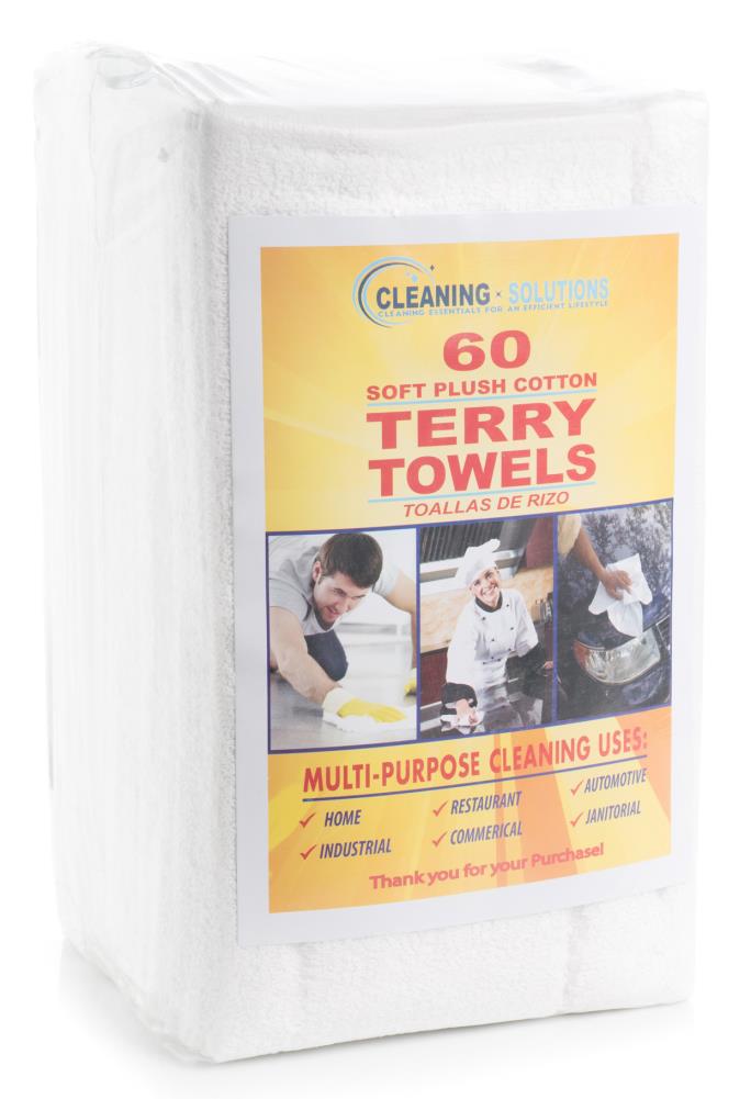 60 Pk Multi-Use Shop Garage Kitchen Bathroom Cleaning Absorbent Terry Towels 