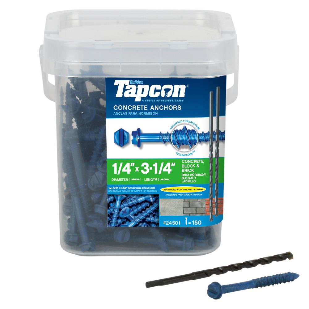 25-per Pack x 3-3/4 in ITW 24335 Tapcon 1/4 in Hex Washer Head Concrete Anchors 