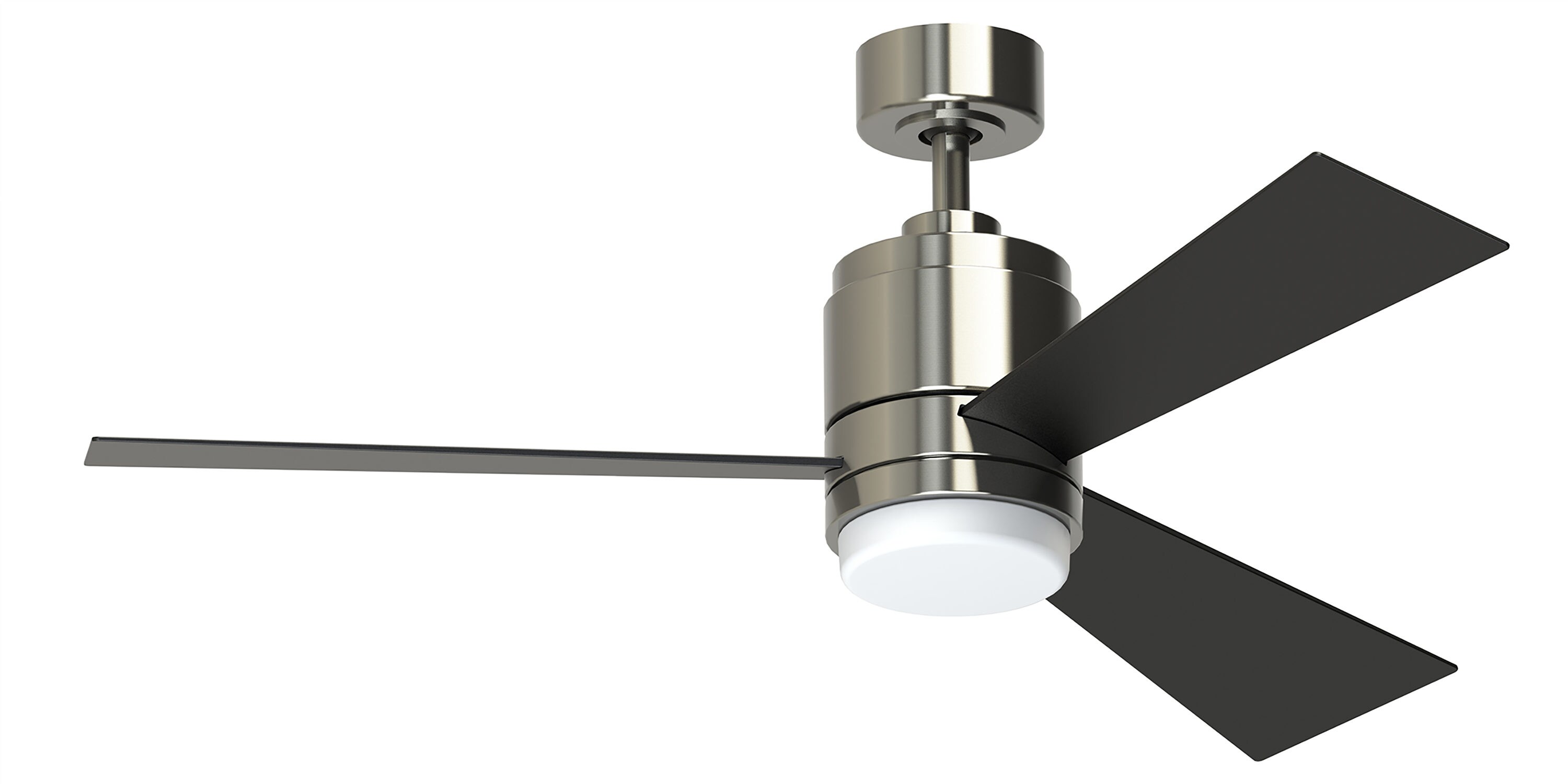 3 Blade Pylon 48" Brushed Nickel Downrod Mount Indoor Ceiling Fan LED w/ Remote 