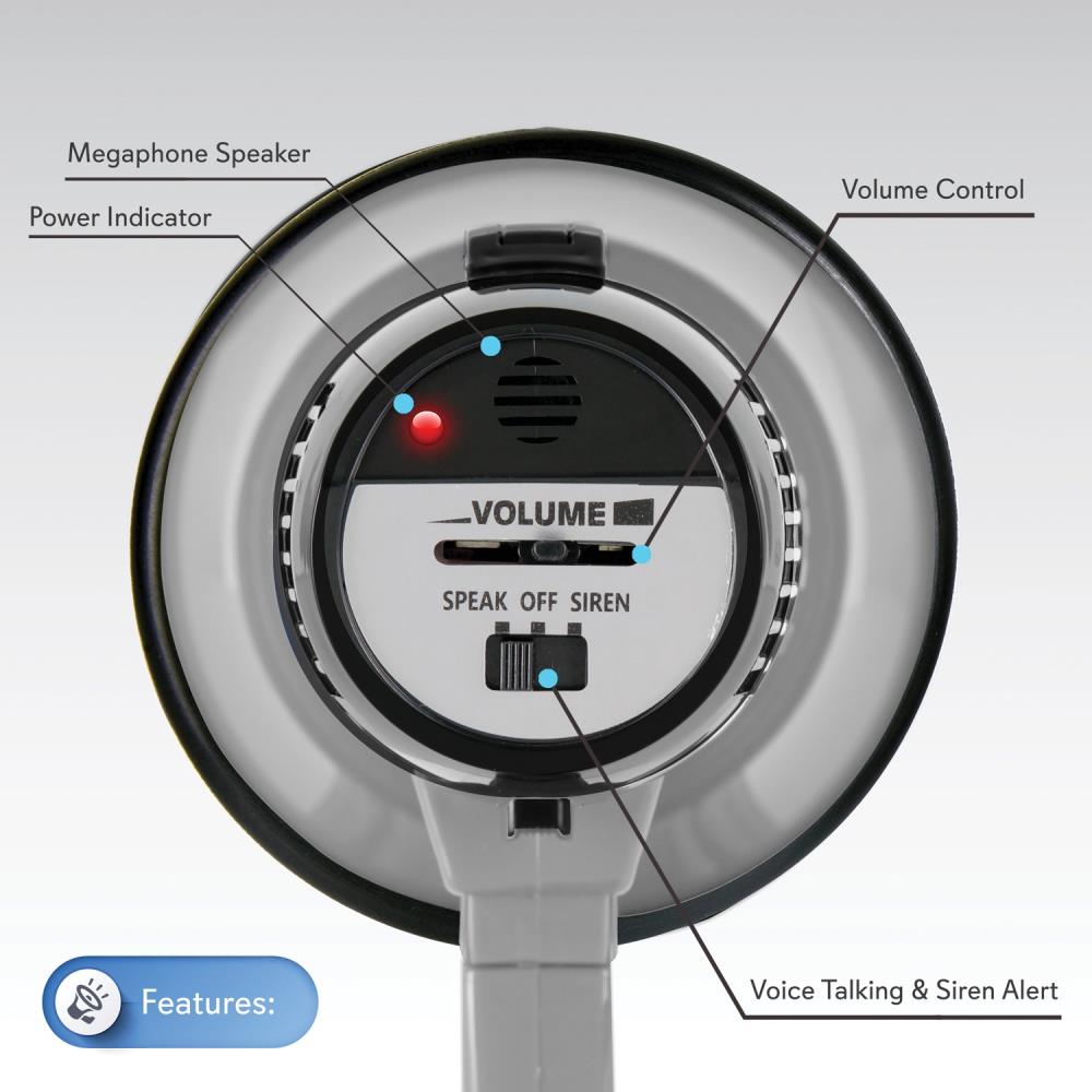 Photo 1 of Pyle Battery-Operated Compact and Portable Megaphone Speaker with Siren Alarm Mode (Silver)