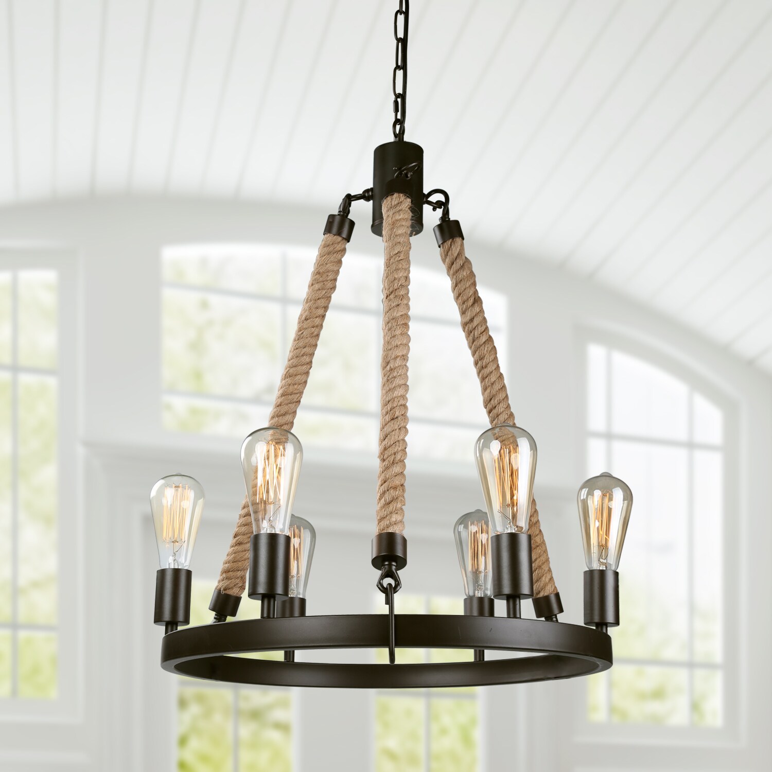 Farmhouse Lighting Chandelier Rustic Vintage Wagon Wheel Light Fixture 3 6 light 