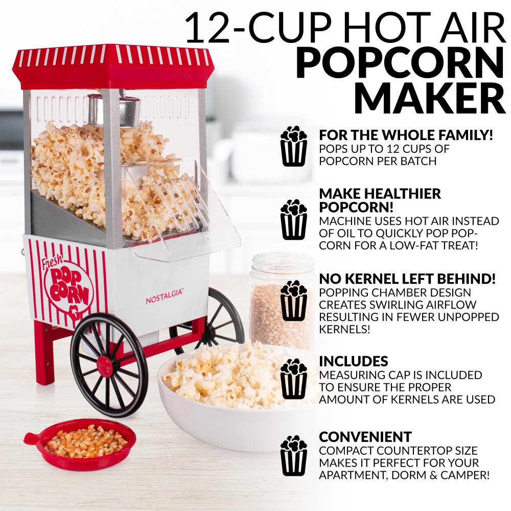 Retro Hot Air Popcorn Maker Nostalgia Countertop Size Air Popper