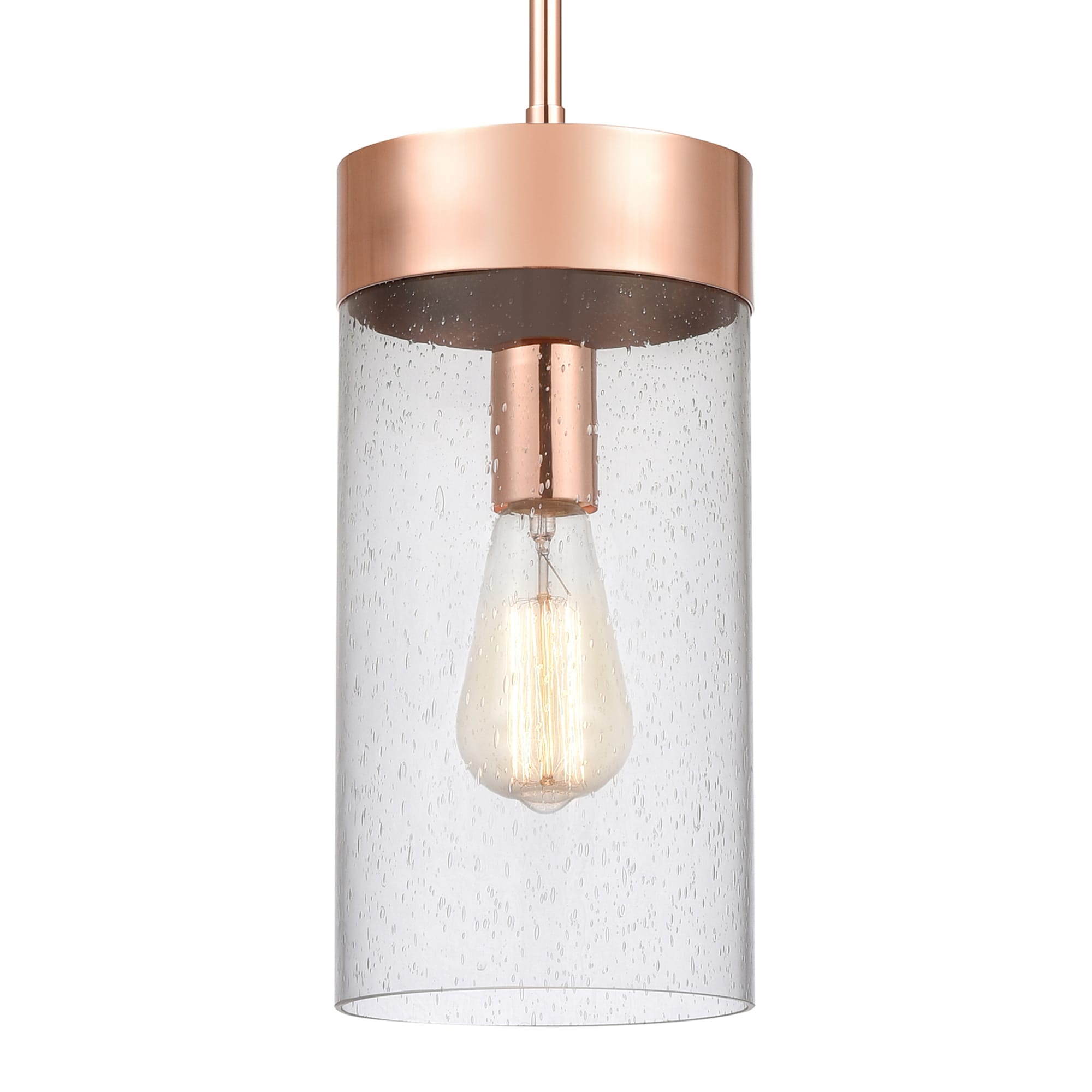 seeded glass cylinder pendant light