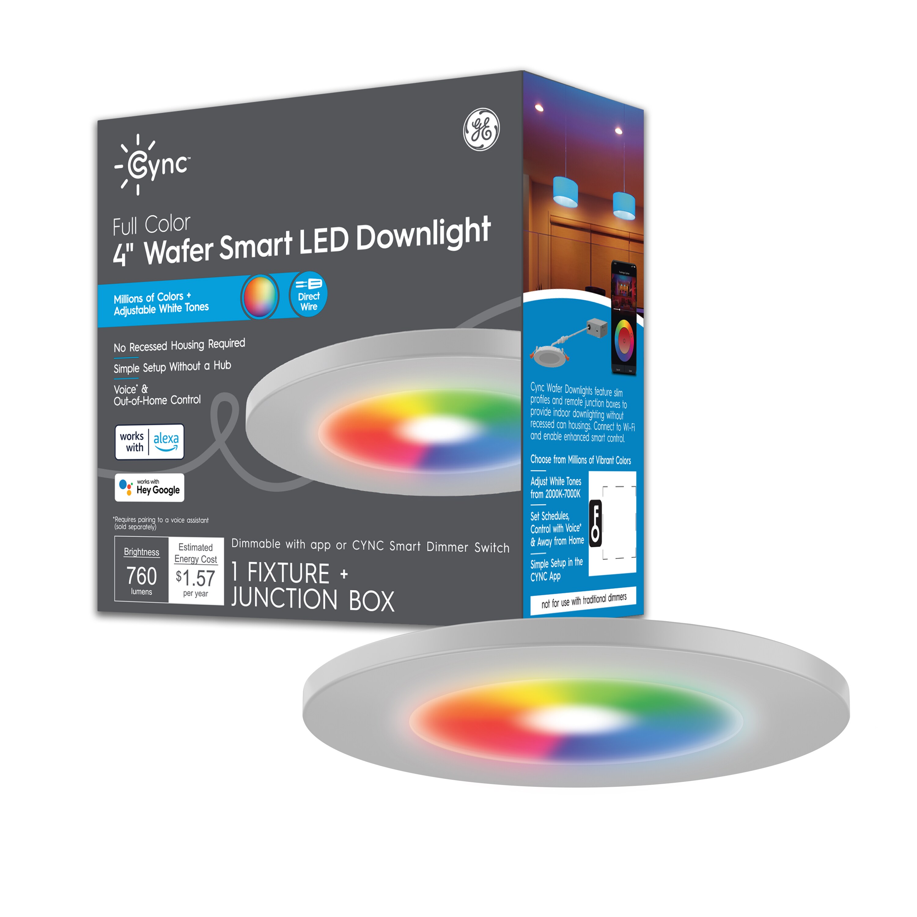 LED Recessed Smart Down Light Bluetooth Adjustable Color Temperature 8 Watt 10 