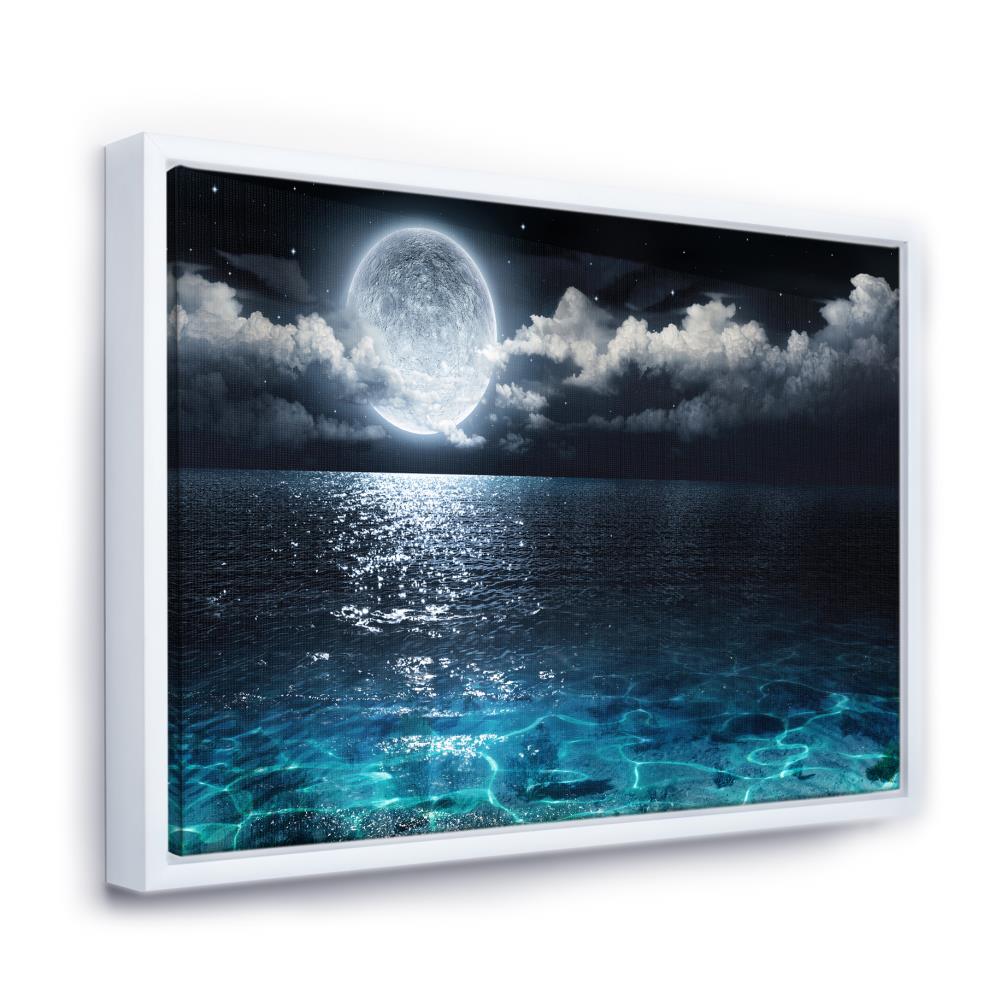 Art PRINT Choose Size 8x8 Seascape Wall Art Blue Green Moonlit Night Full Moon Ship Sailing Ocean 10x10 12x12 PRINTS